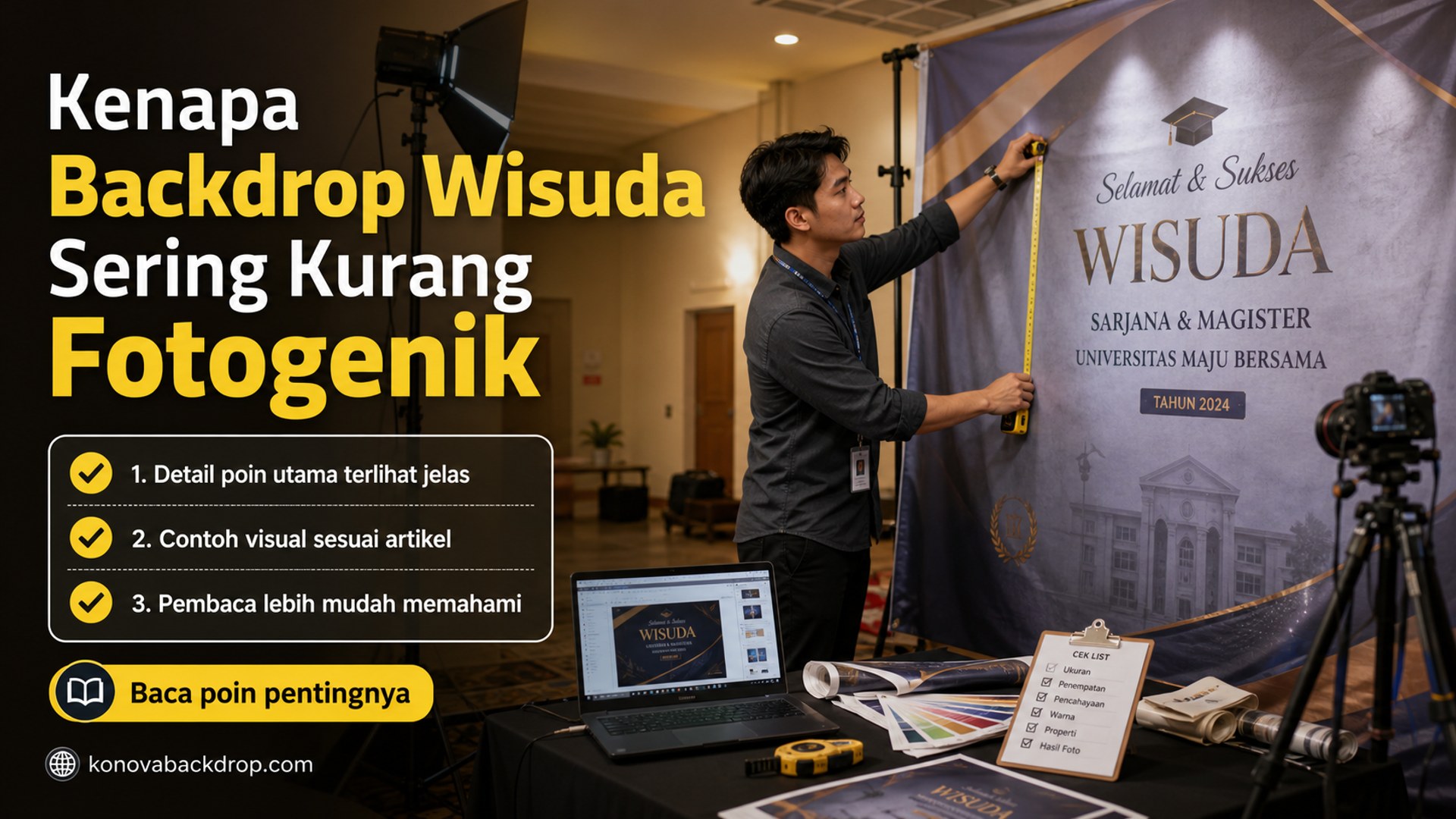 Ilustrasi backdrop pernikahan Semarang - Kenapa Backdrop Wisuda Sering Kurang Fotogenik