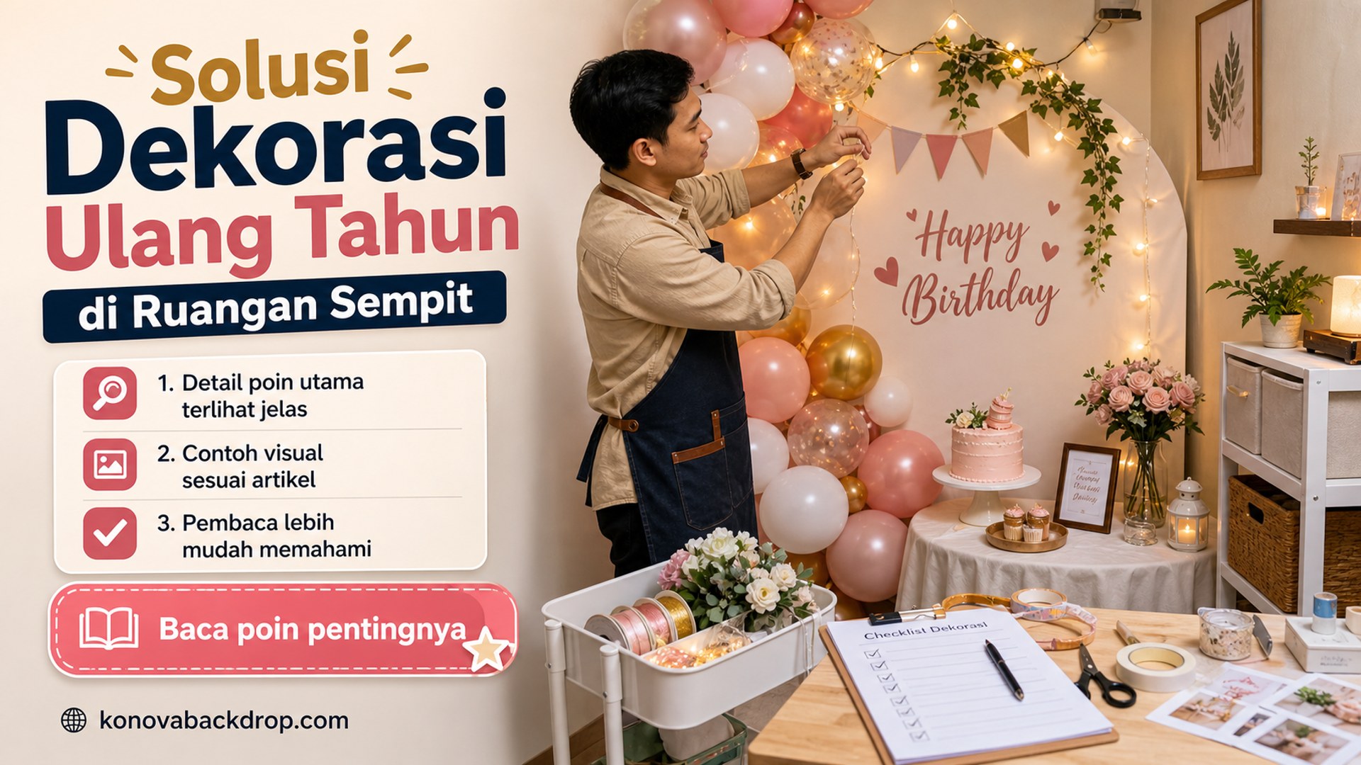 Ilustrasi backdrop pernikahan Semarang - Solusi Dekorasi Ulang Tahun di Ruangan Sempit