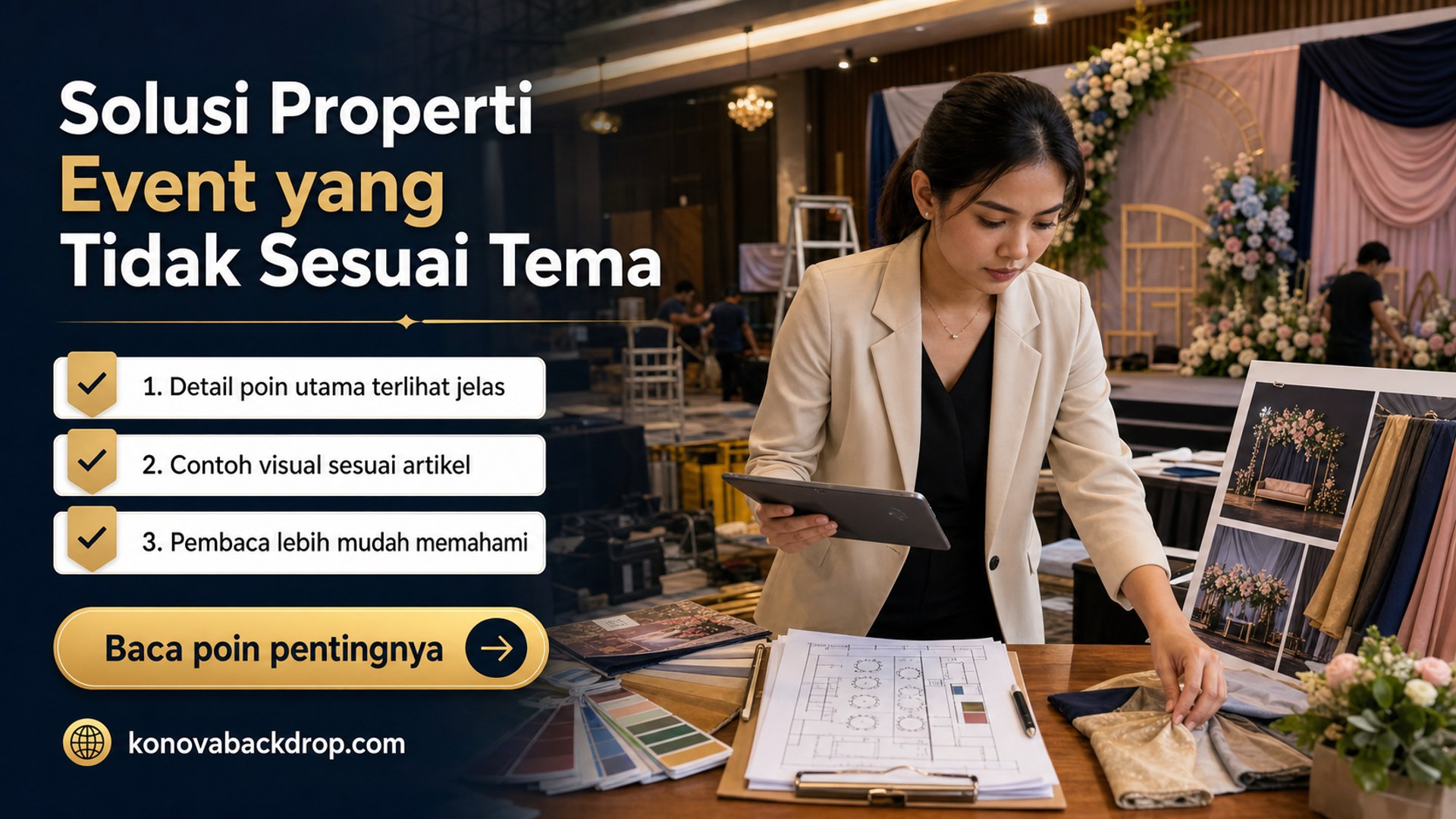 Ilustrasi backdrop pernikahan Semarang - Solusi Properti Event yang Tidak Sesuai Tema