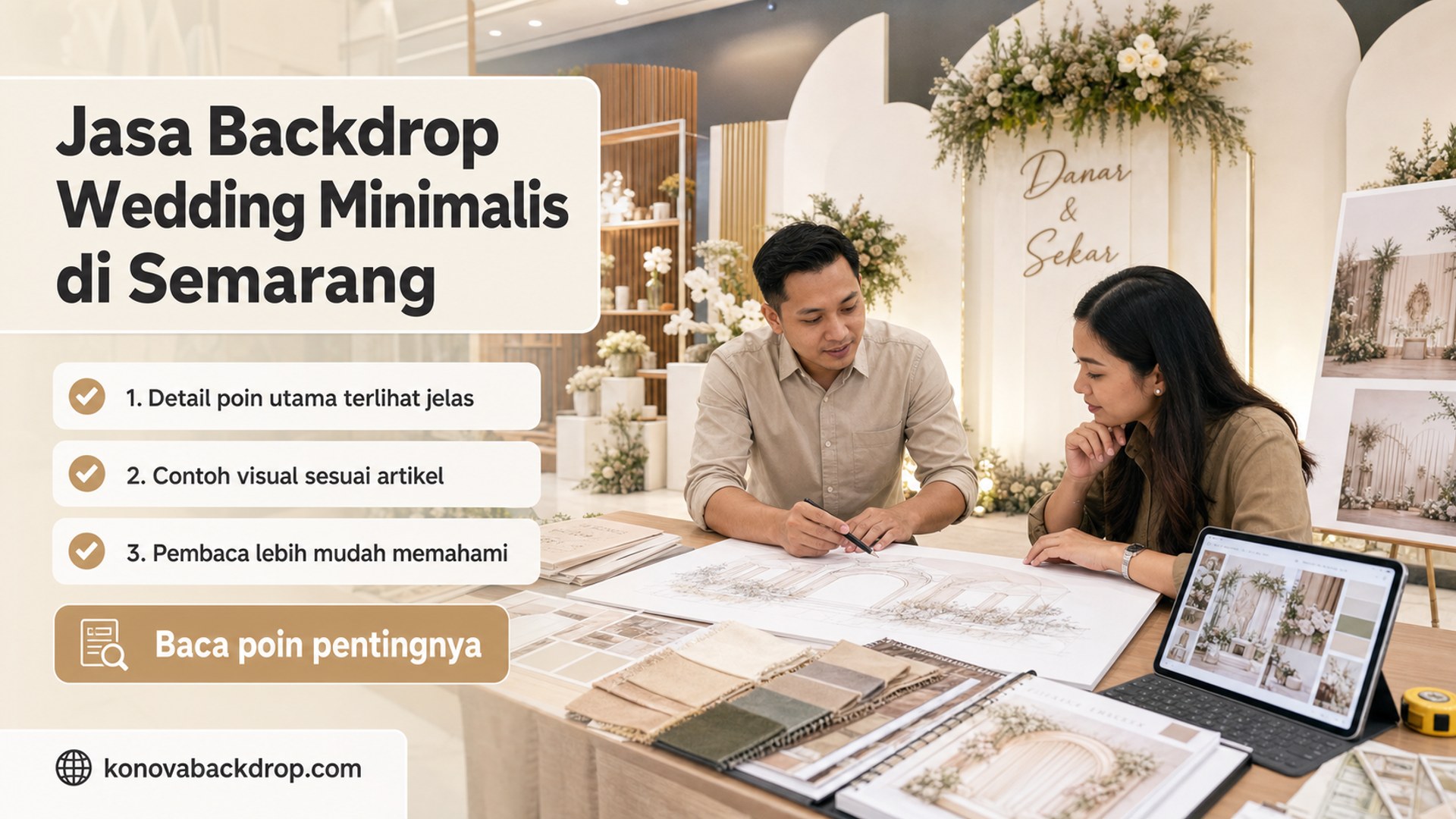 Ilustrasi backdrop pernikahan Semarang - Jasa Backdrop Wedding Minimalis di Semarang