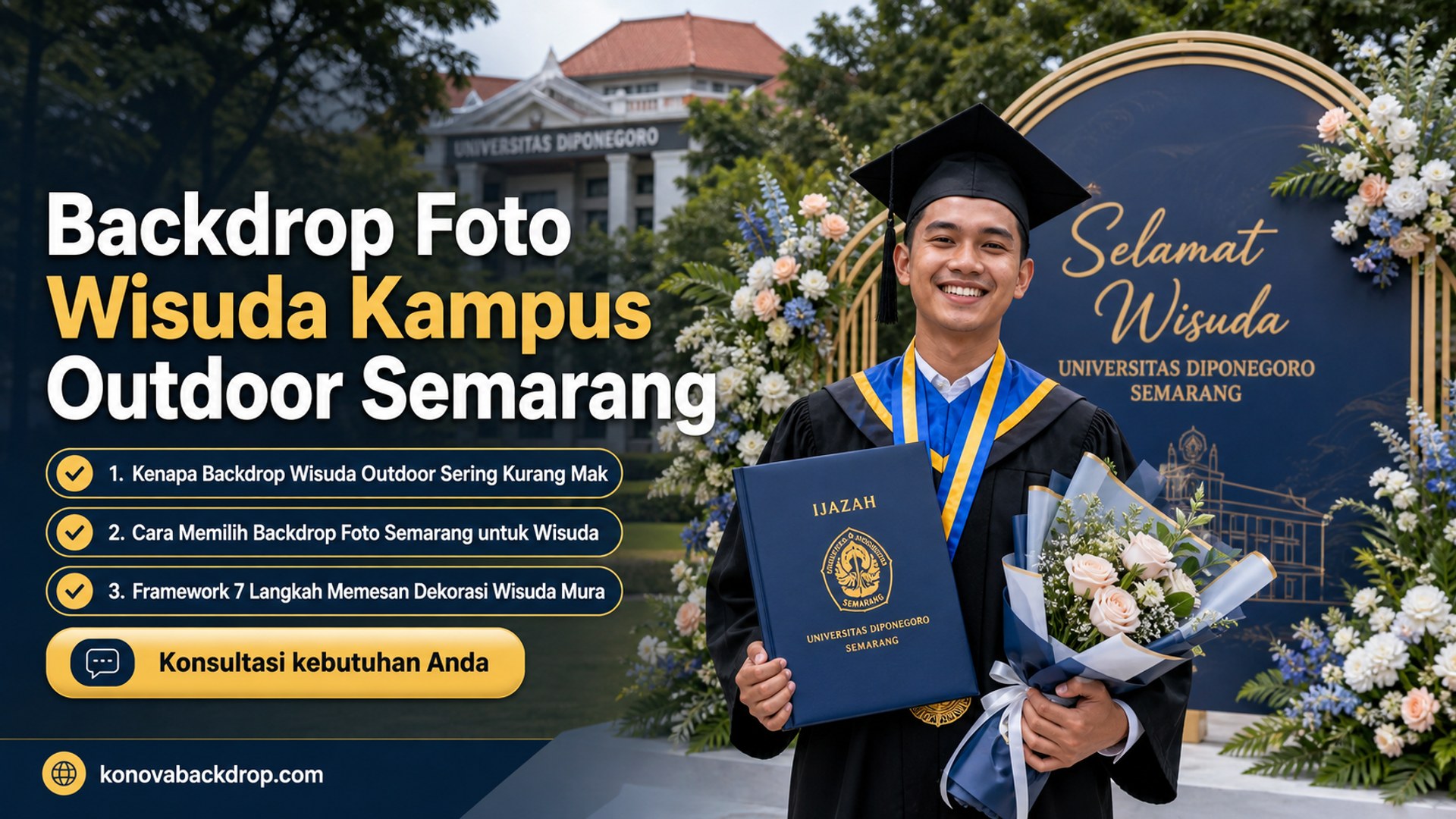 backdrop pernikahan Semarang - Backdrop Foto Wisuda Kampus Outdoor Semarang