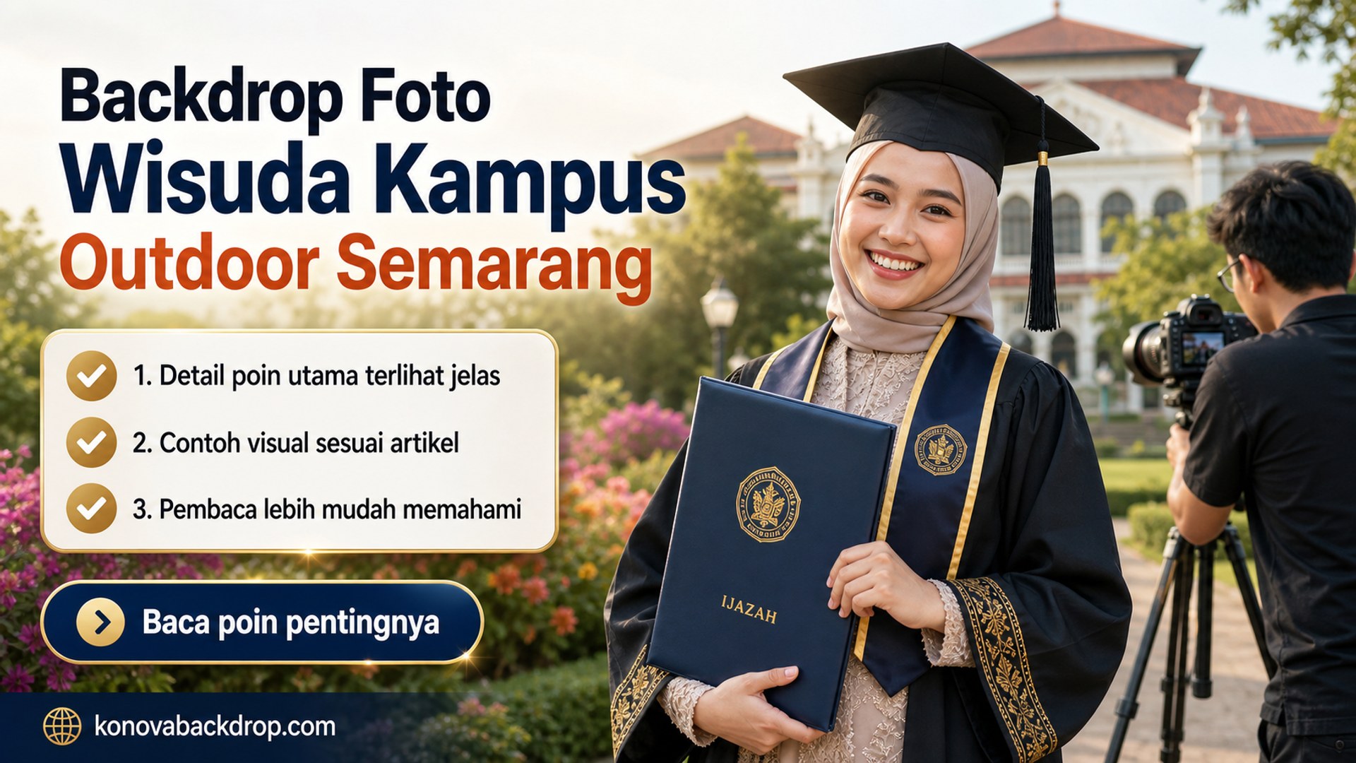 Ilustrasi backdrop pernikahan Semarang - Backdrop Foto Wisuda Kampus Outdoor Semarang