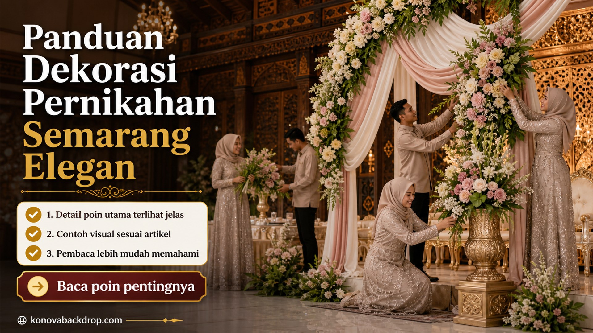 Ilustrasi backdrop pernikahan Semarang - Panduan Dekorasi Pernikahan Semarang Elegan
