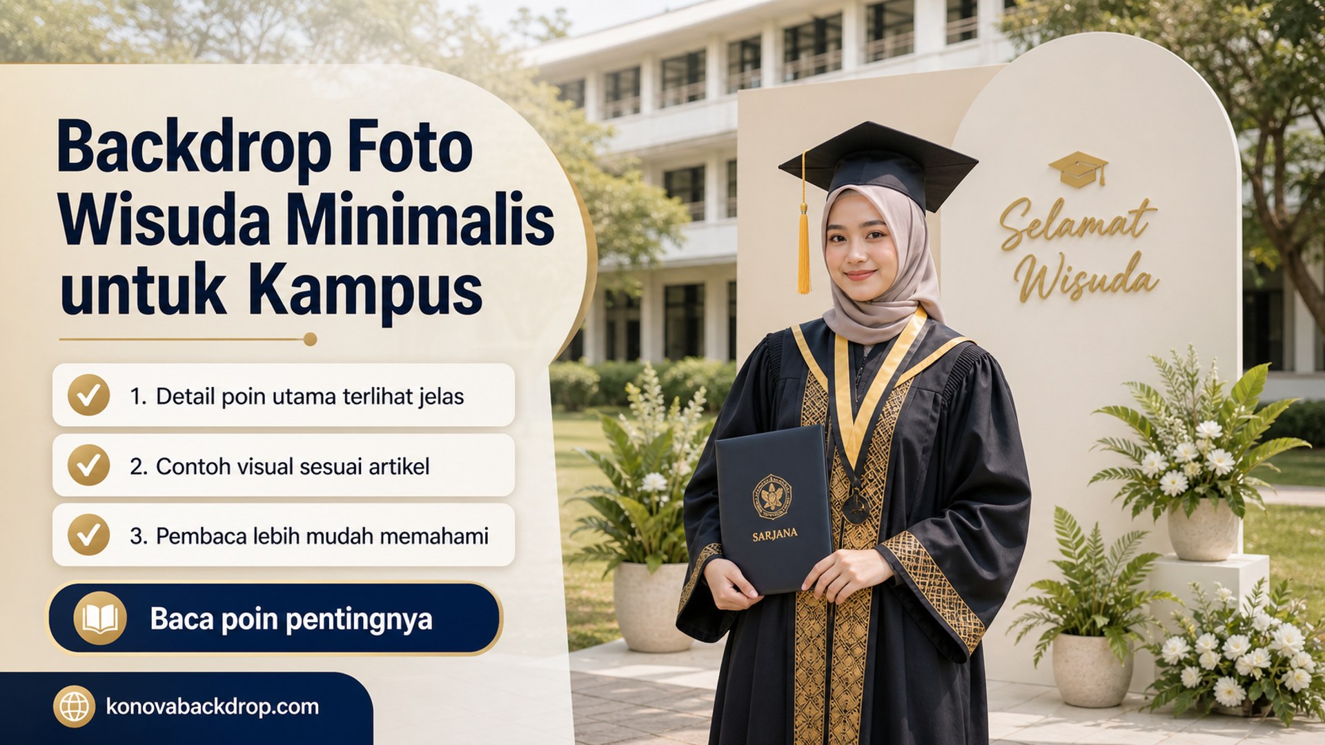 Ilustrasi backdrop pernikahan Semarang - Backdrop Foto Wisuda Minimalis untuk Kampus