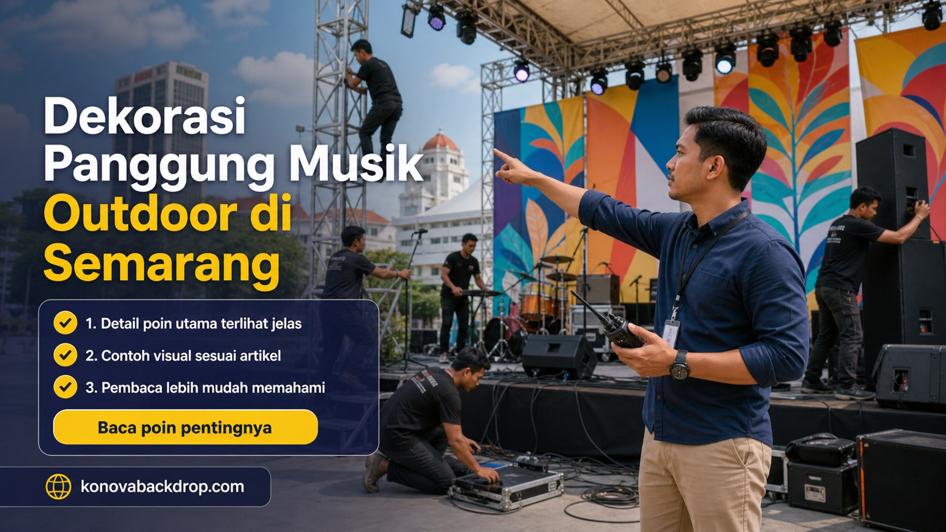 Ilustrasi backdrop pernikahan Semarang - Dekorasi Panggung Musik Outdoor di Semarang