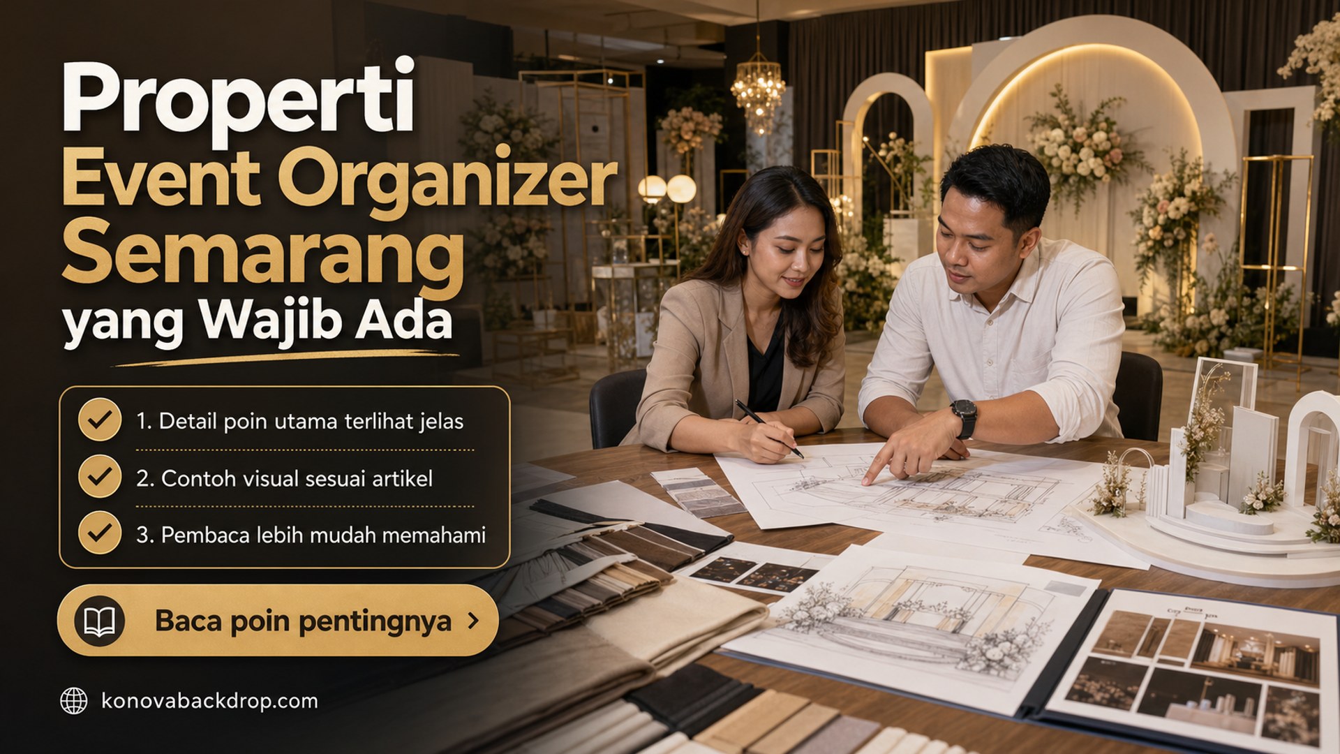 Ilustrasi backdrop pernikahan Semarang - Properti Event Organizer Semarang yang Wajib Ada