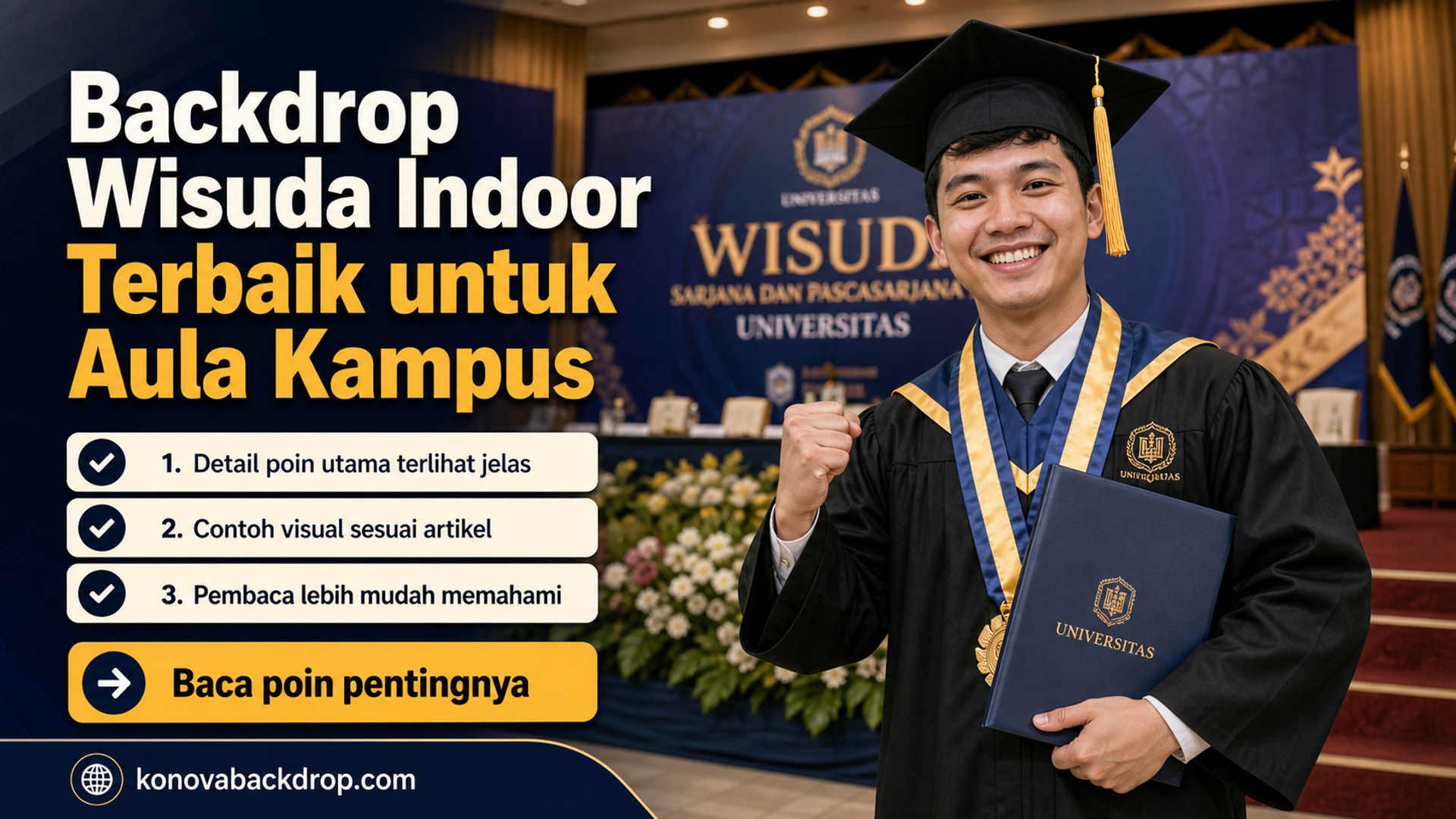 Ilustrasi backdrop pernikahan Semarang - Backdrop Wisuda Indoor Terbaik untuk Aula Kampus