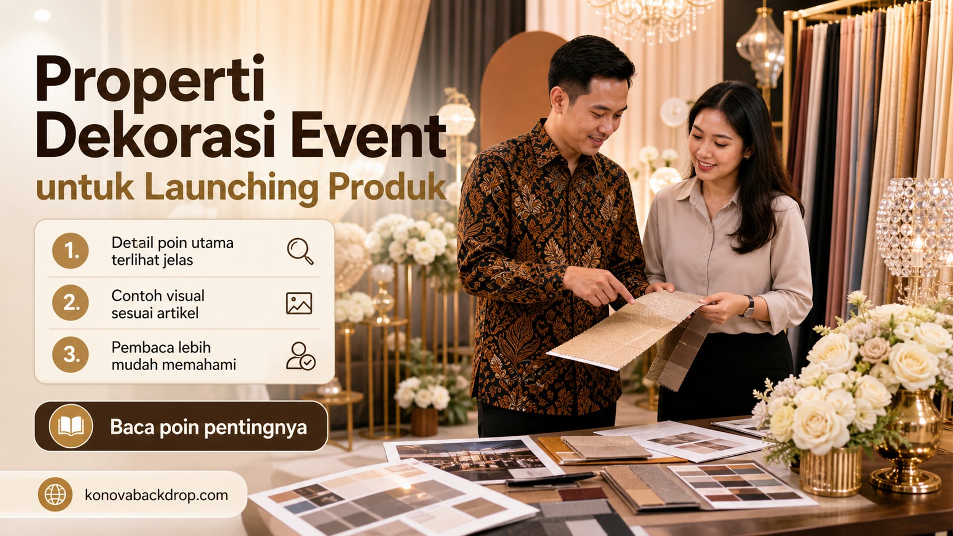 Ilustrasi backdrop pernikahan Semarang - Properti Dekorasi Event untuk Launching Produk