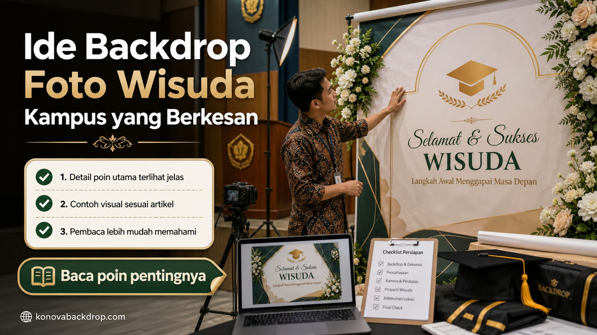 Ilustrasi backdrop pernikahan Semarang - Ide Backdrop Foto Wisuda Kampus yang Berkesan