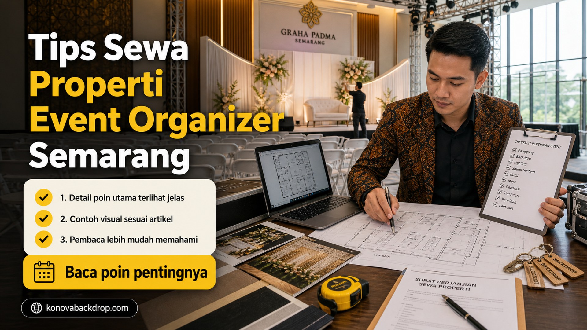 Ilustrasi backdrop pernikahan Semarang - Tips Sewa Properti Event Organizer Semarang