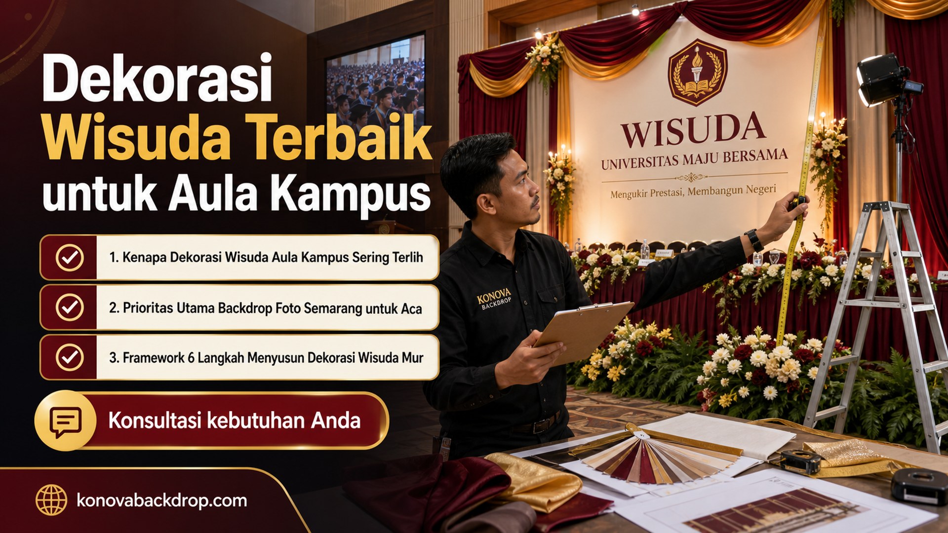backdrop pernikahan Semarang - Dekorasi Wisuda Terbaik untuk Aula Kampus