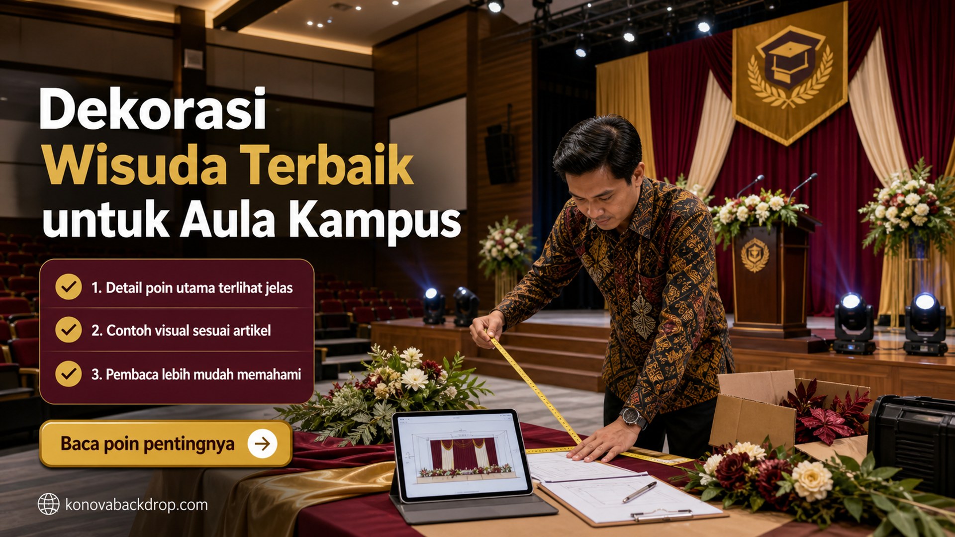 Ilustrasi backdrop pernikahan Semarang - Dekorasi Wisuda Terbaik untuk Aula Kampus