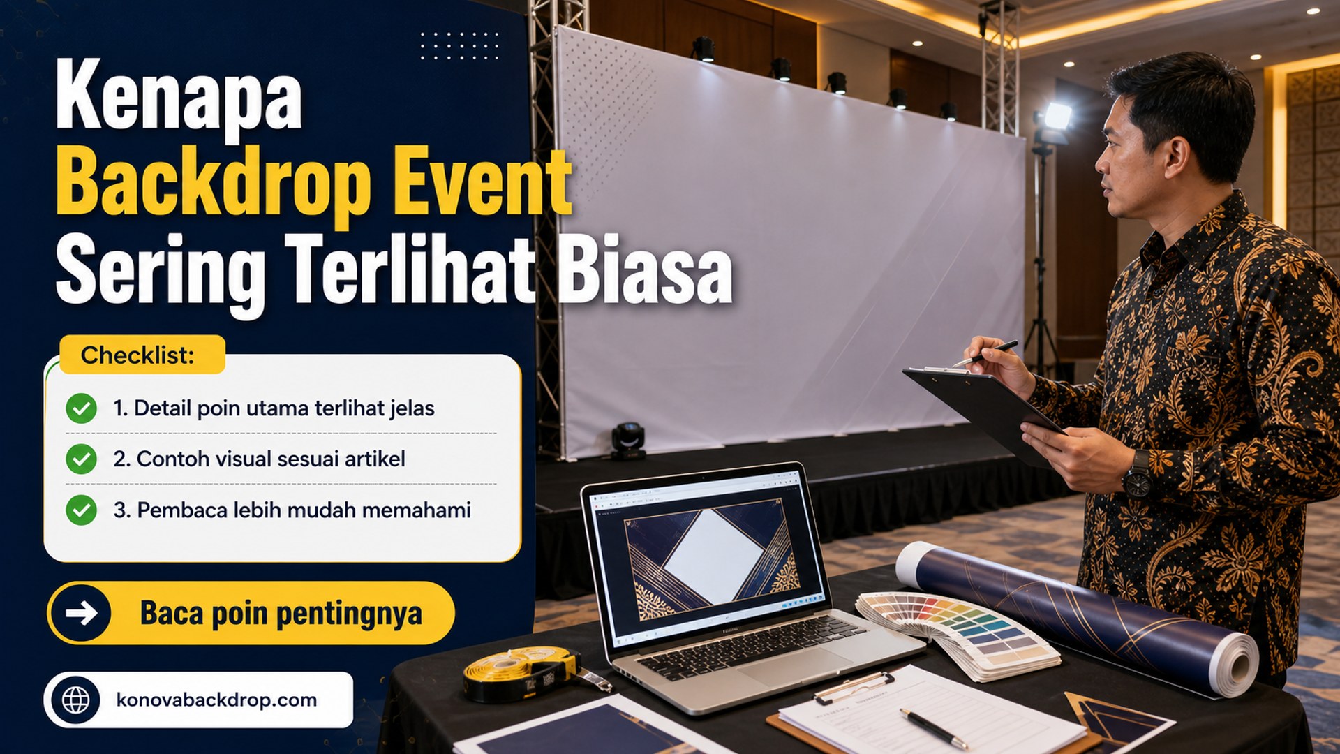 Ilustrasi backdrop pernikahan Semarang - Kenapa Backdrop Event Sering Terlihat Biasa
