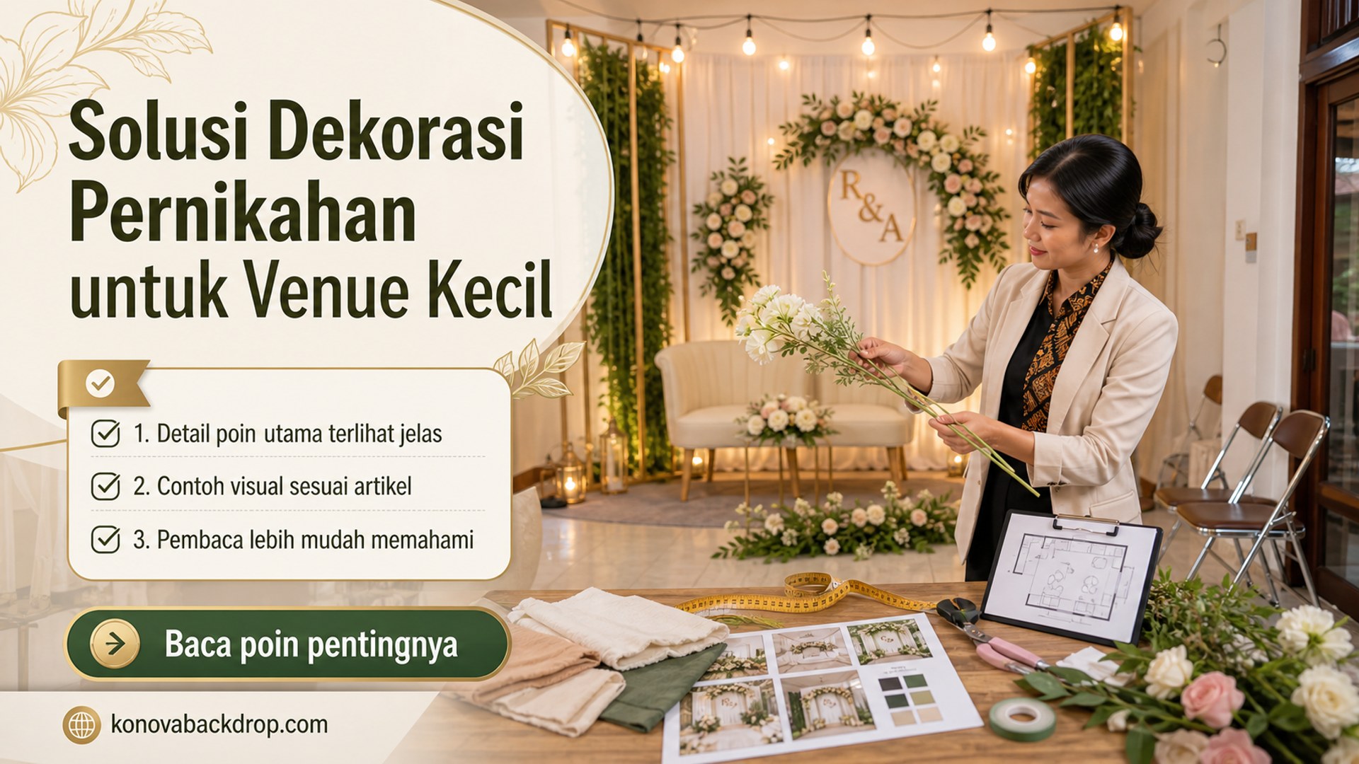 Ilustrasi backdrop pernikahan Semarang - Solusi Dekorasi Pernikahan untuk Venue Kecil