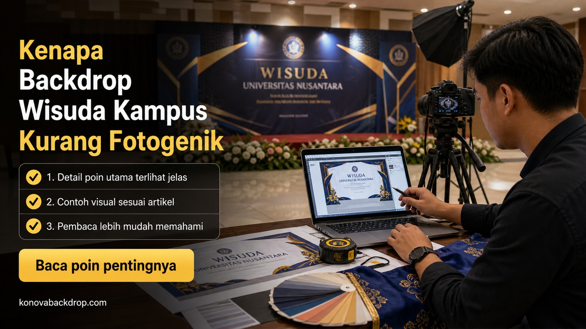 Ilustrasi backdrop pernikahan Semarang - Kenapa Backdrop Wisuda Kampus Kurang Fotogenik