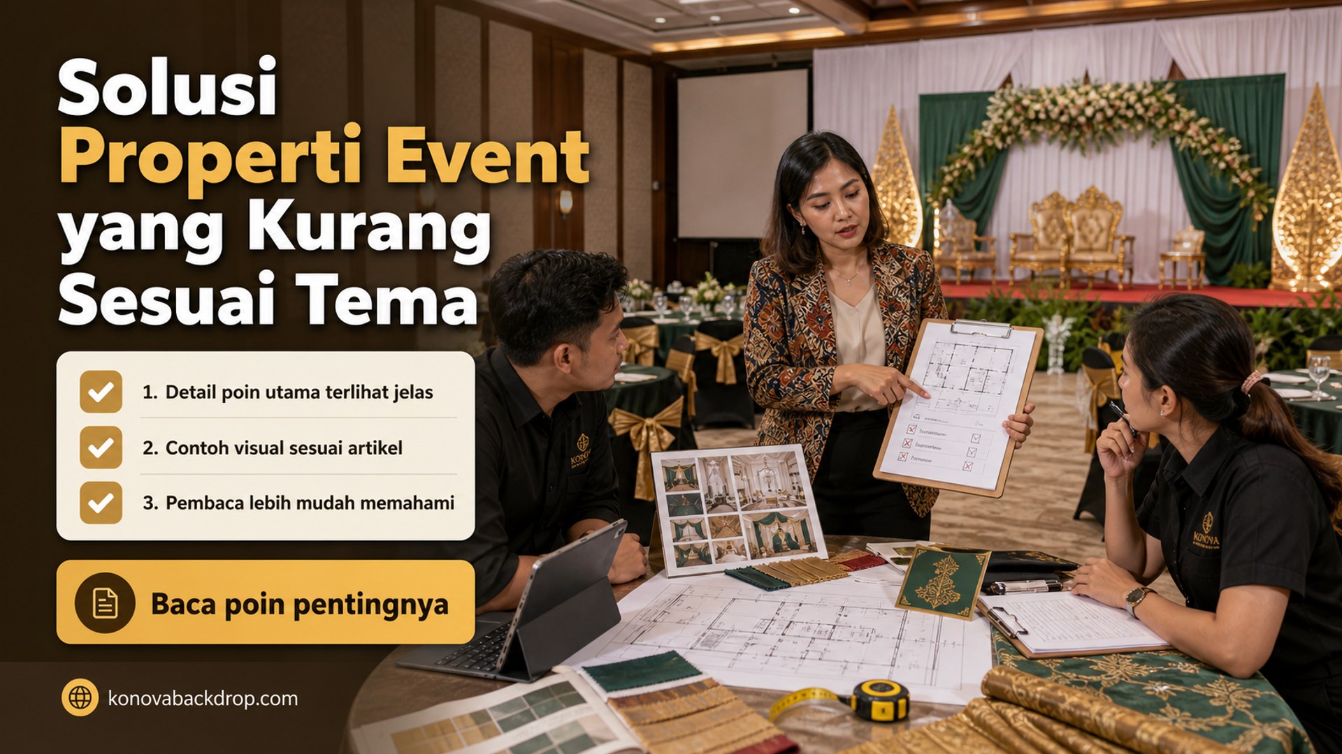 Ilustrasi backdrop pernikahan Semarang - Solusi Properti Event yang Kurang Sesuai Tema