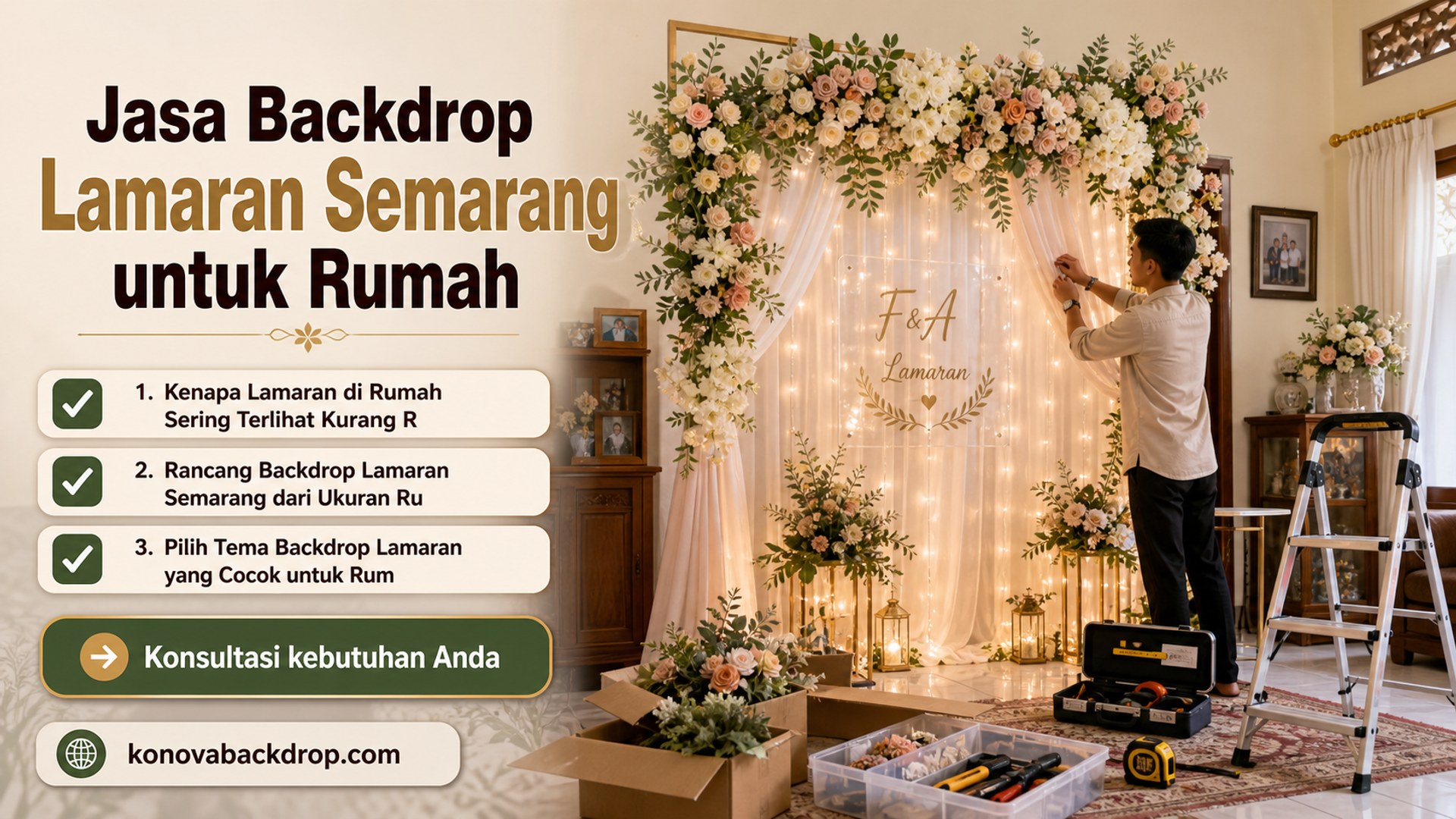 backdrop pernikahan Semarang - Jasa Backdrop Lamaran Semarang untuk Rumah