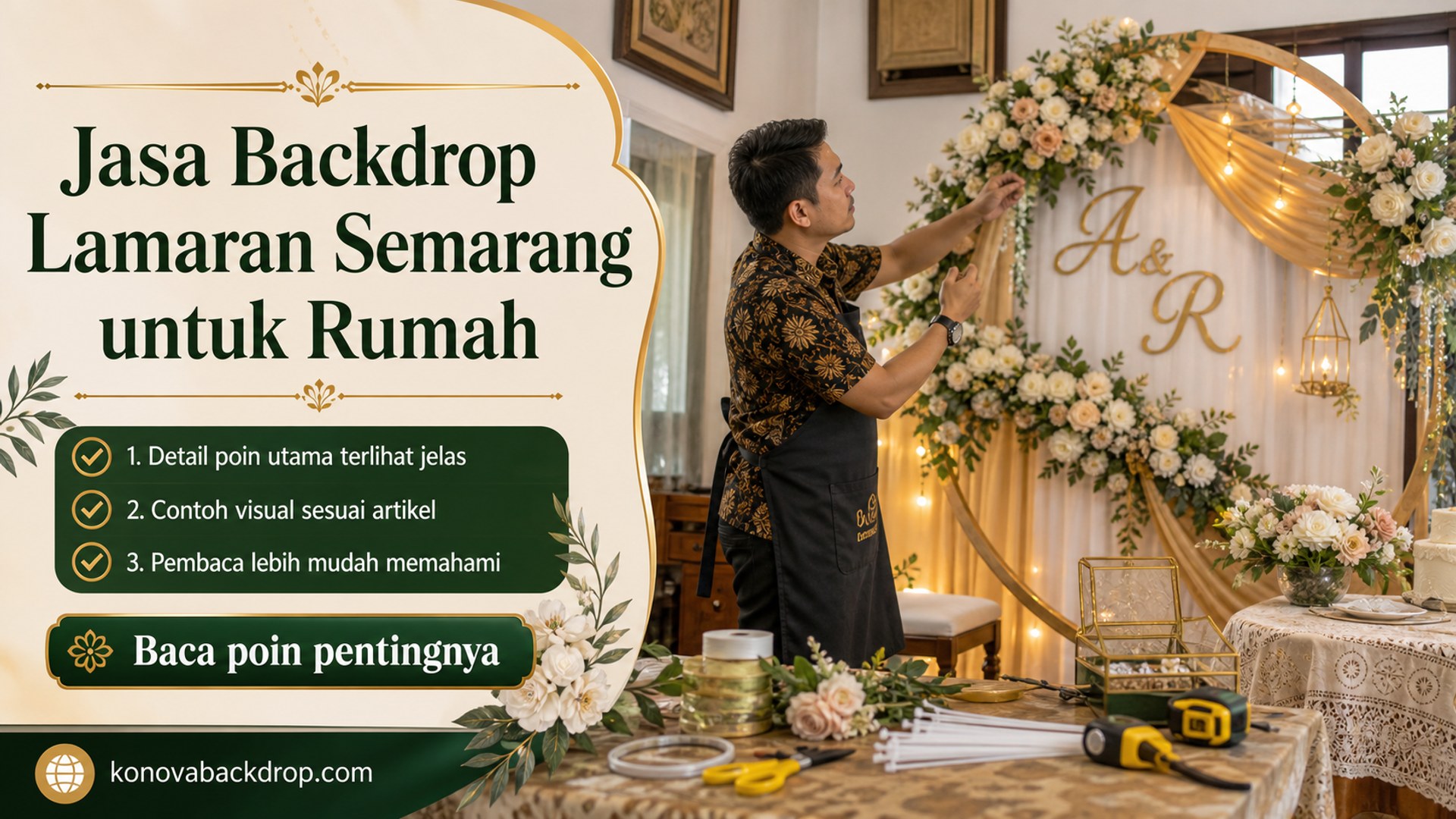 Ilustrasi backdrop pernikahan Semarang - Jasa Backdrop Lamaran Semarang untuk Rumah