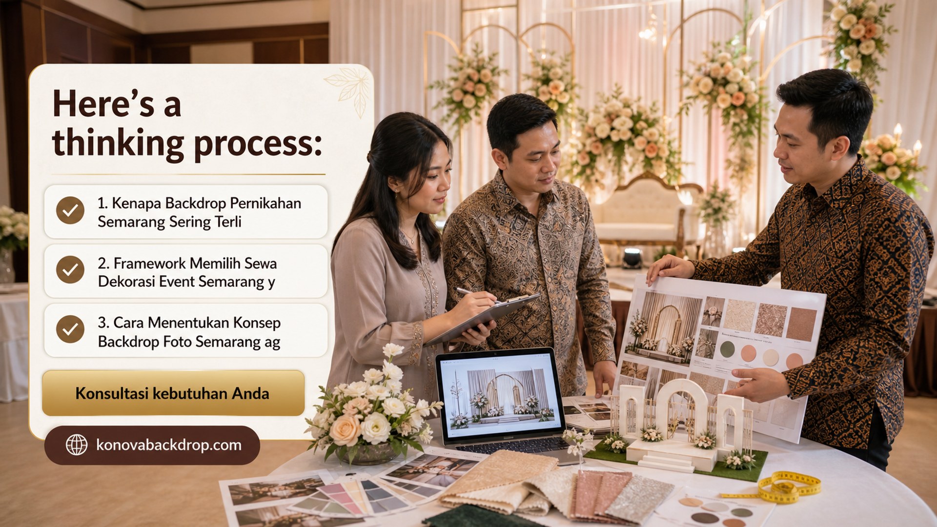 backdrop pernikahan Semarang - Here's a thinking process: