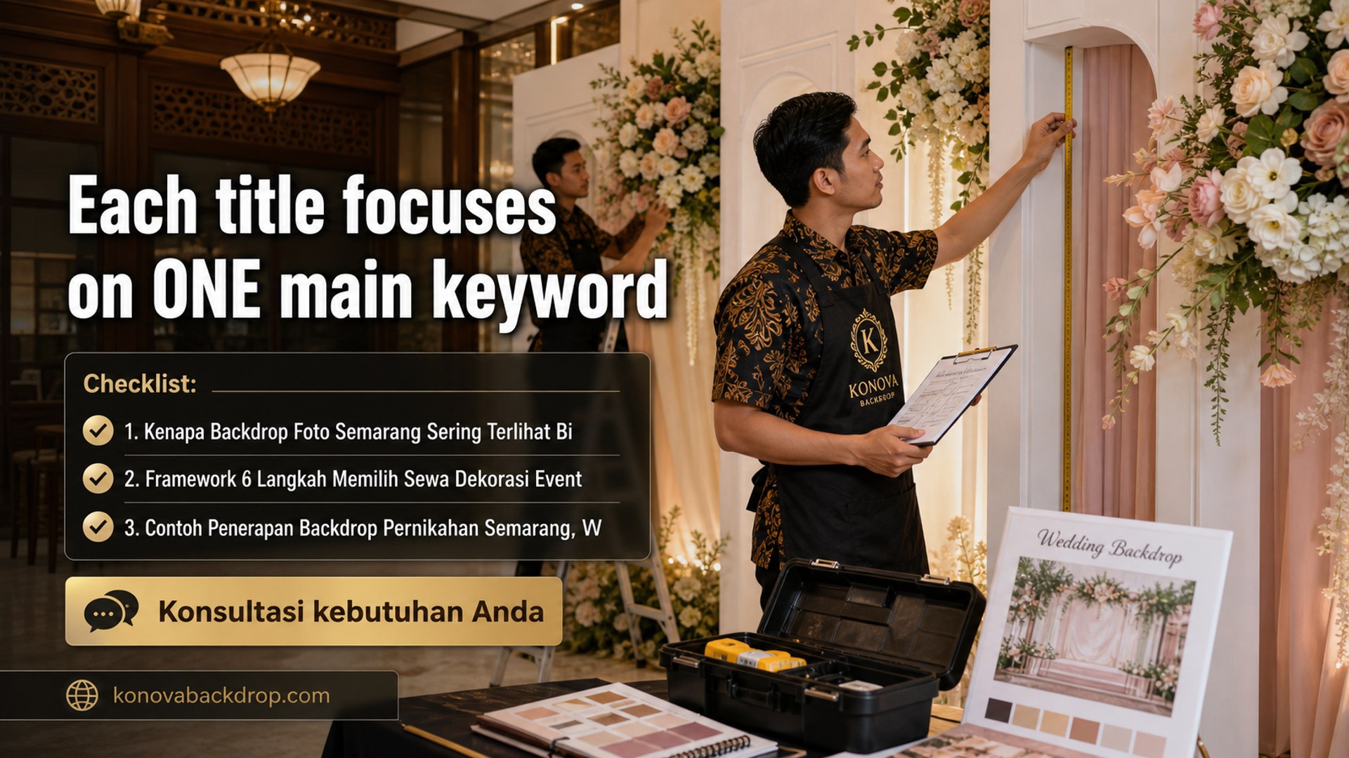 backdrop pernikahan Semarang - Each title focuses on ONE main keyword