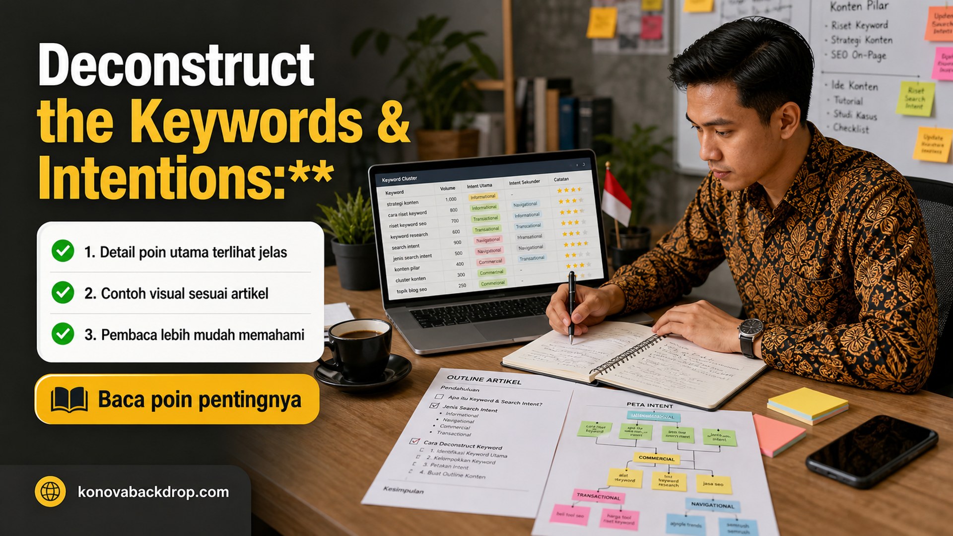 Ilustrasi backdrop pernikahan Semarang - Deconstruct the Keywords & Intentions:**