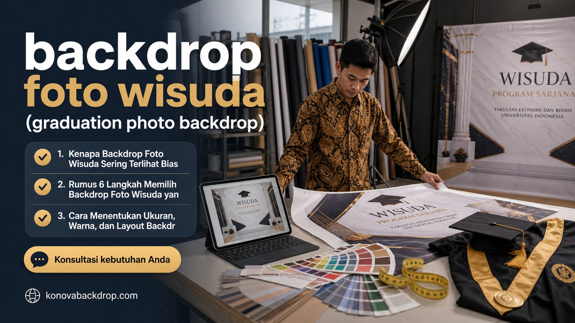 backdrop pernikahan Semarang - backdrop foto wisuda (graduation photo backdrop)