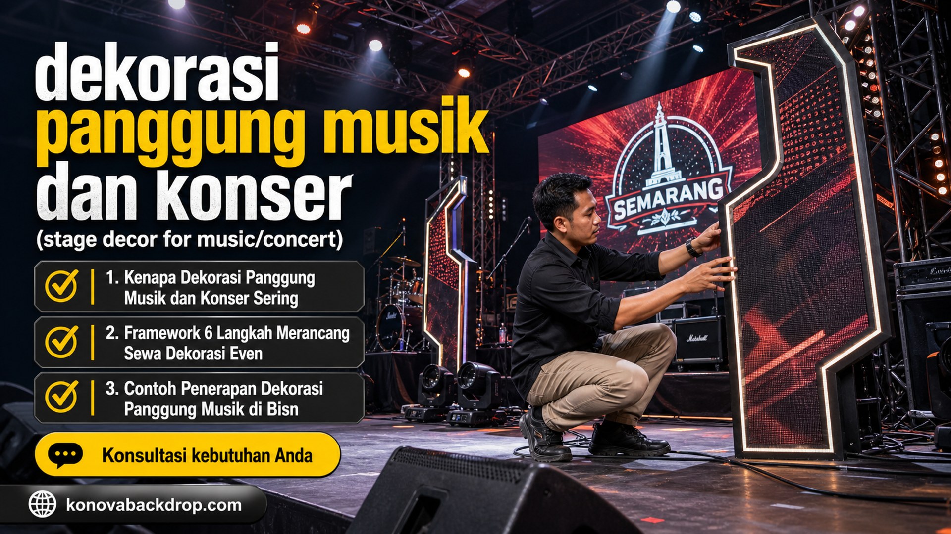 backdrop pernikahan Semarang - dekorasi panggung musik dan konser (stage decor for music/concert)