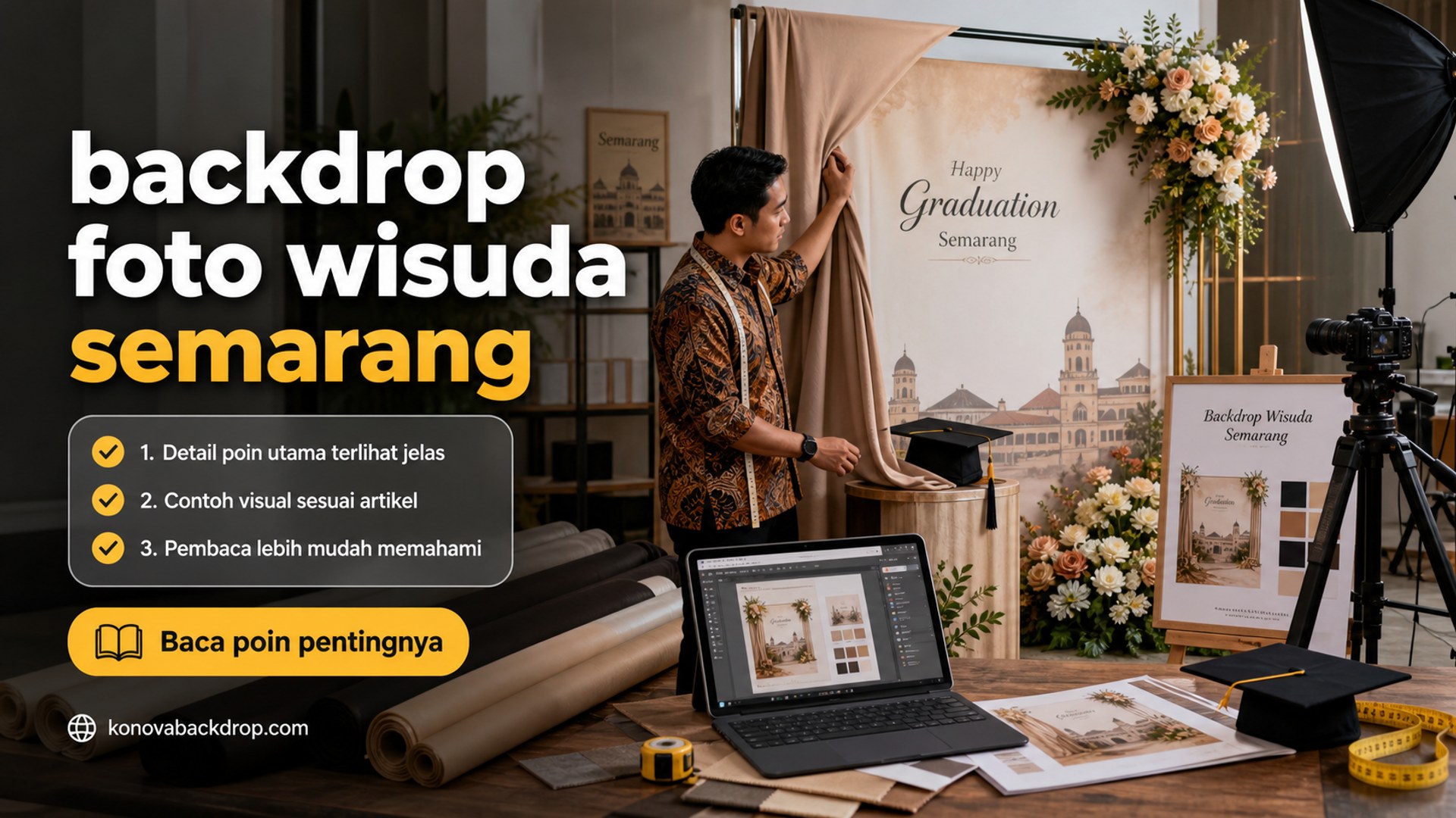 Ilustrasi backdrop pernikahan Semarang - backdrop foto wisuda semarang