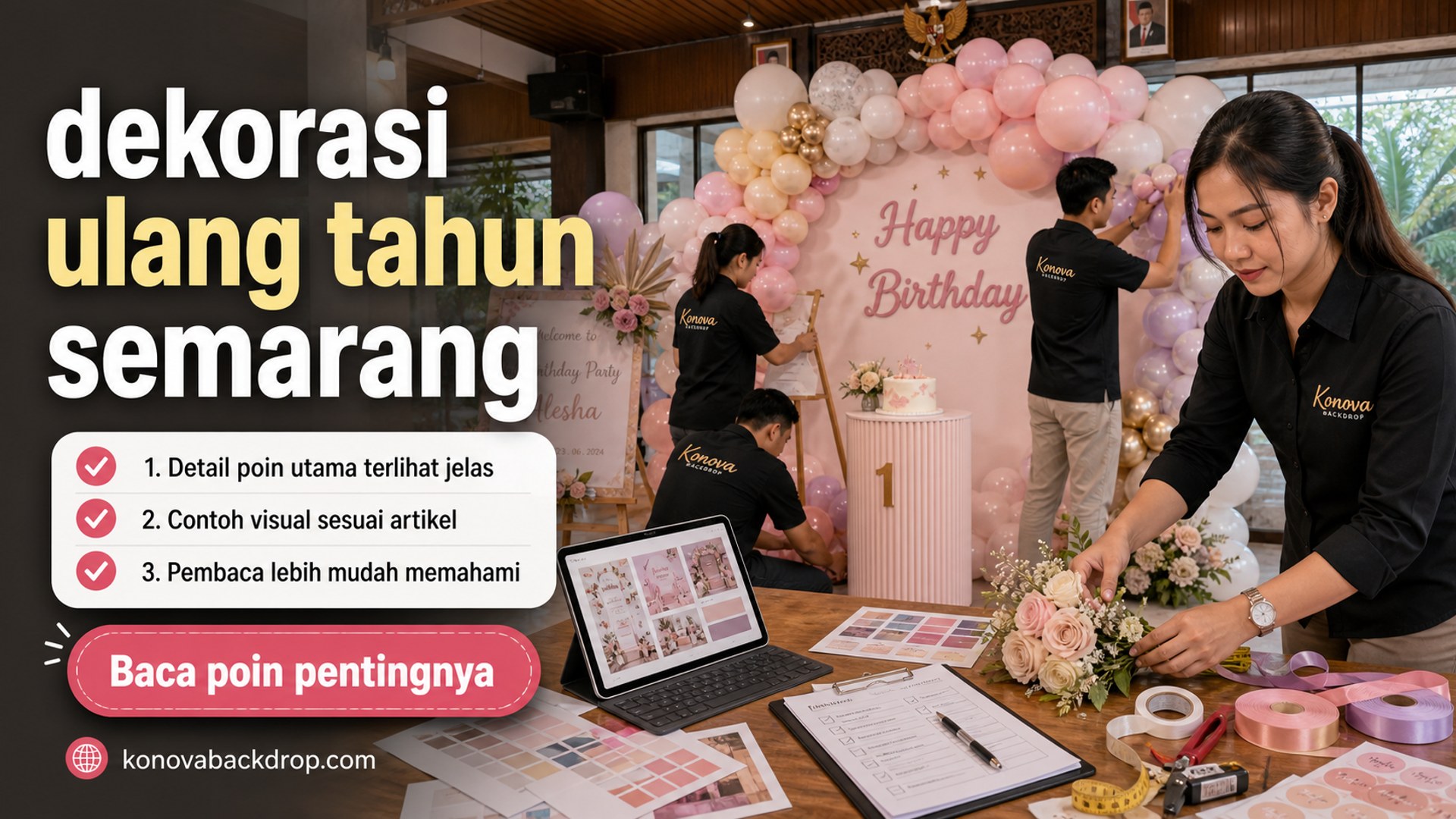 Ilustrasi backdrop pernikahan Semarang - dekorasi ulang tahun semarang