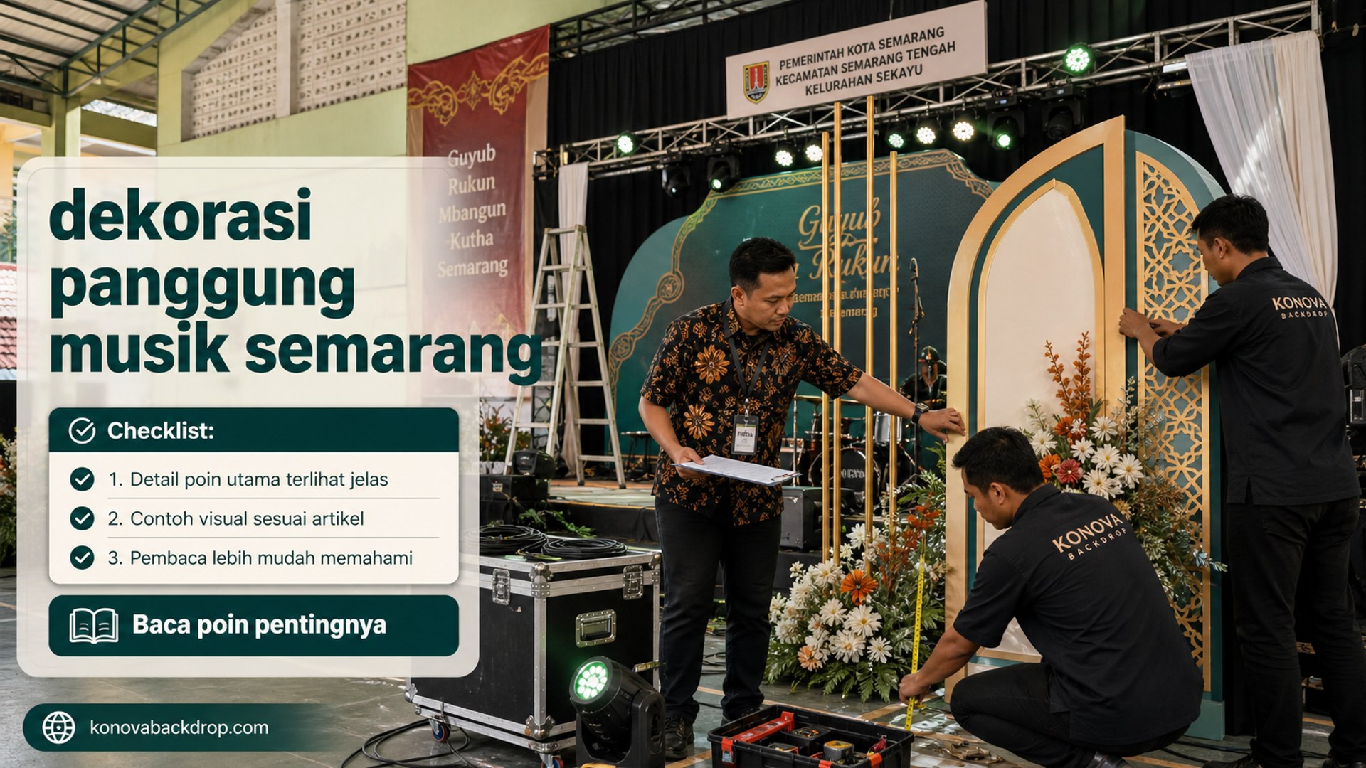 Ilustrasi backdrop pernikahan Semarang - dekorasi panggung musik semarang