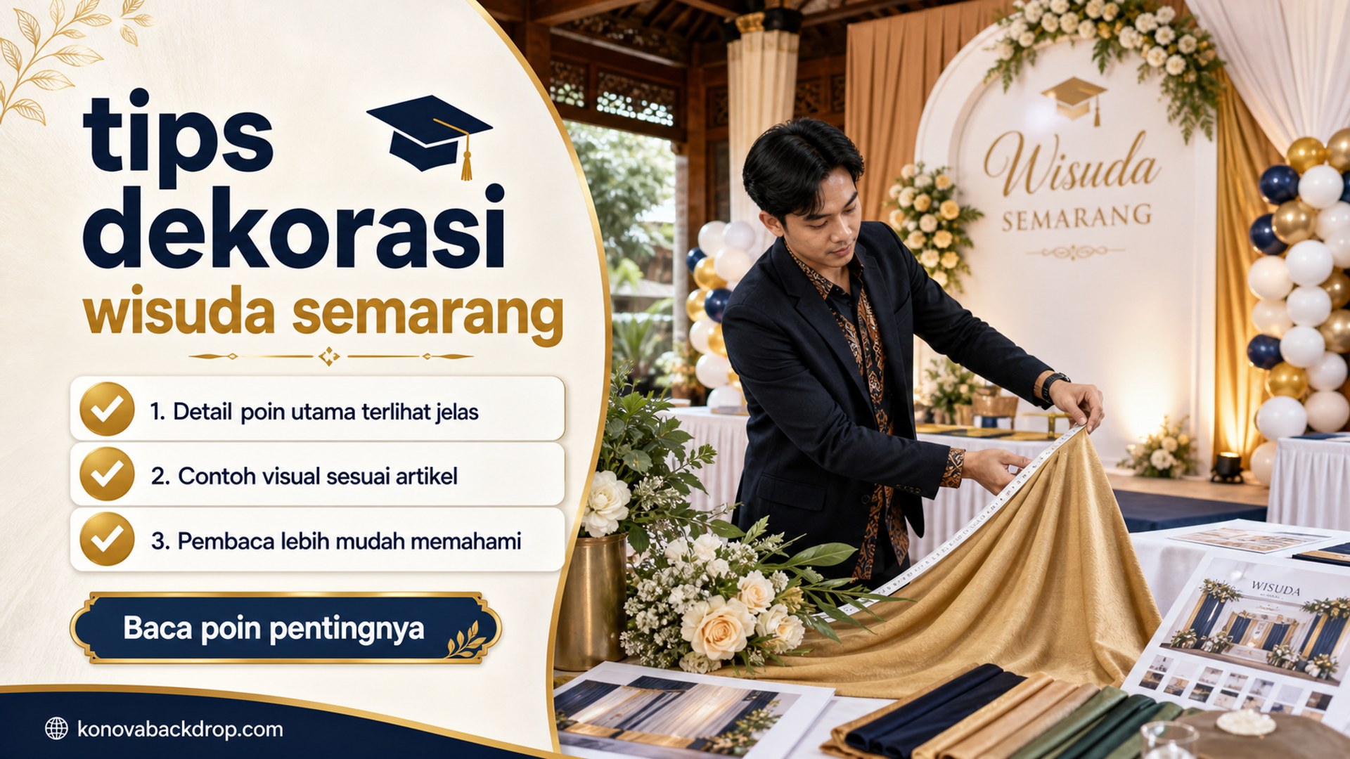 Ilustrasi backdrop pernikahan Semarang - tips dekorasi wisuda semarang