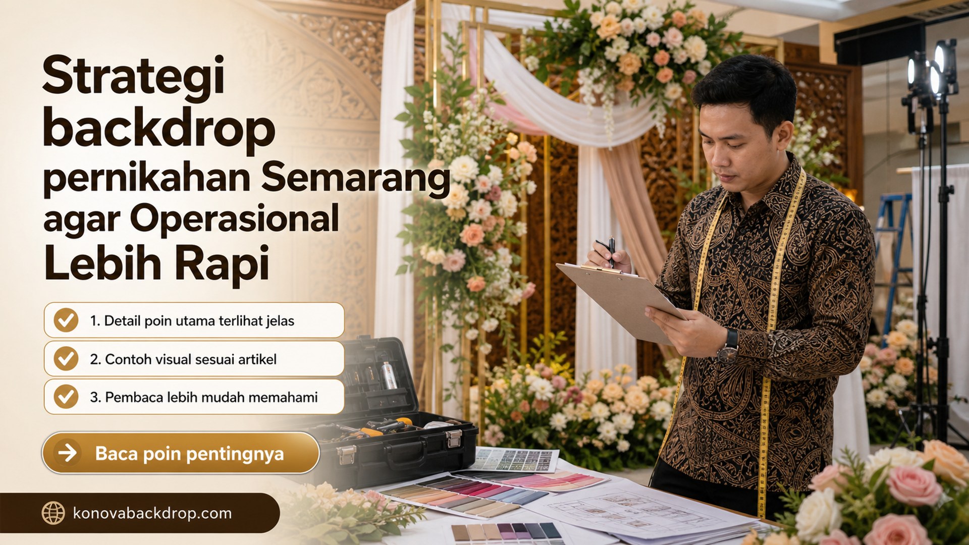 Ilustrasi Strategi backdrop pernikahan Semarang agar Operasional Lebih Rapi