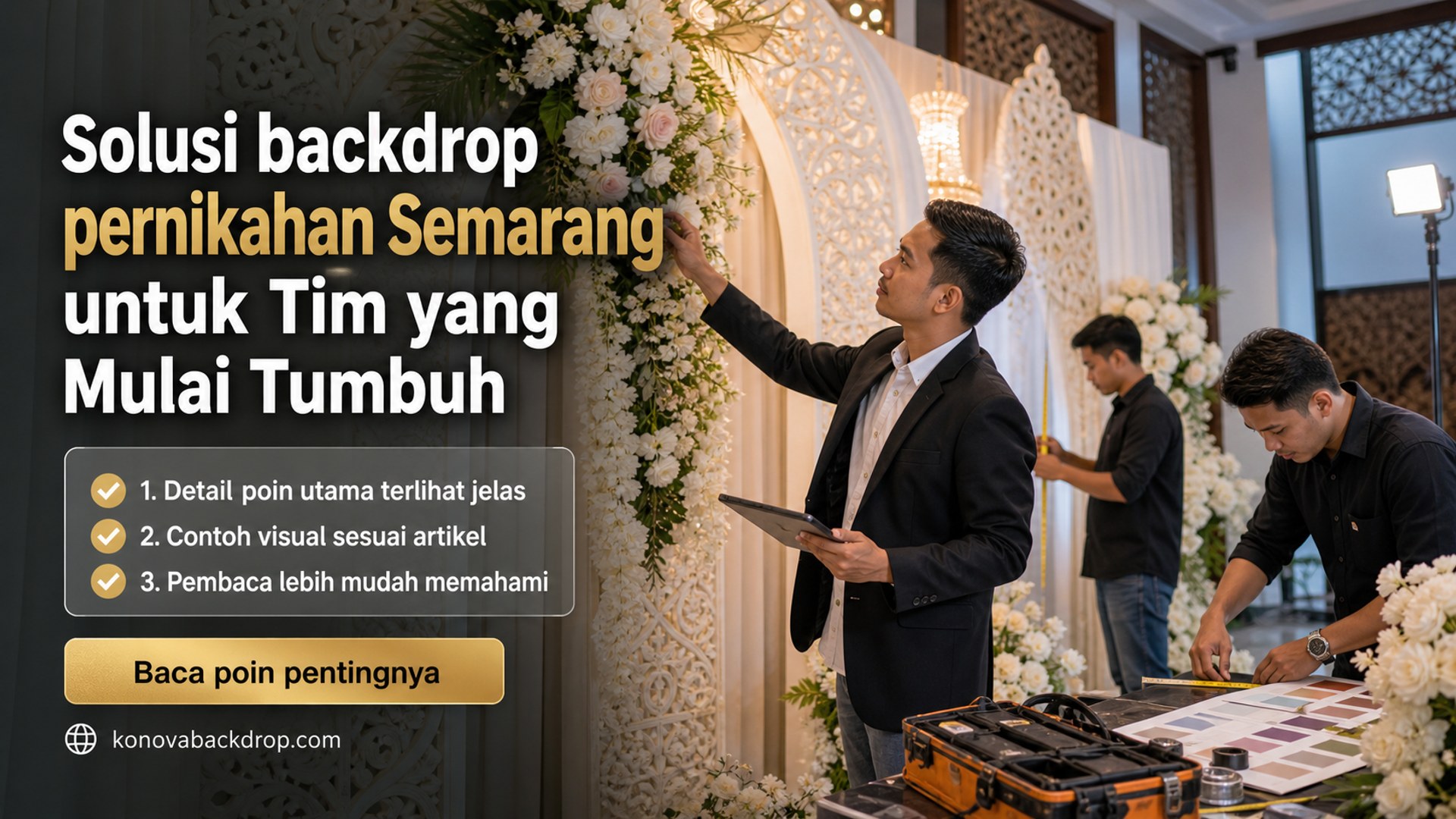 Ilustrasi Solusi backdrop pernikahan Semarang untuk Tim yang Mulai Tumbuh
