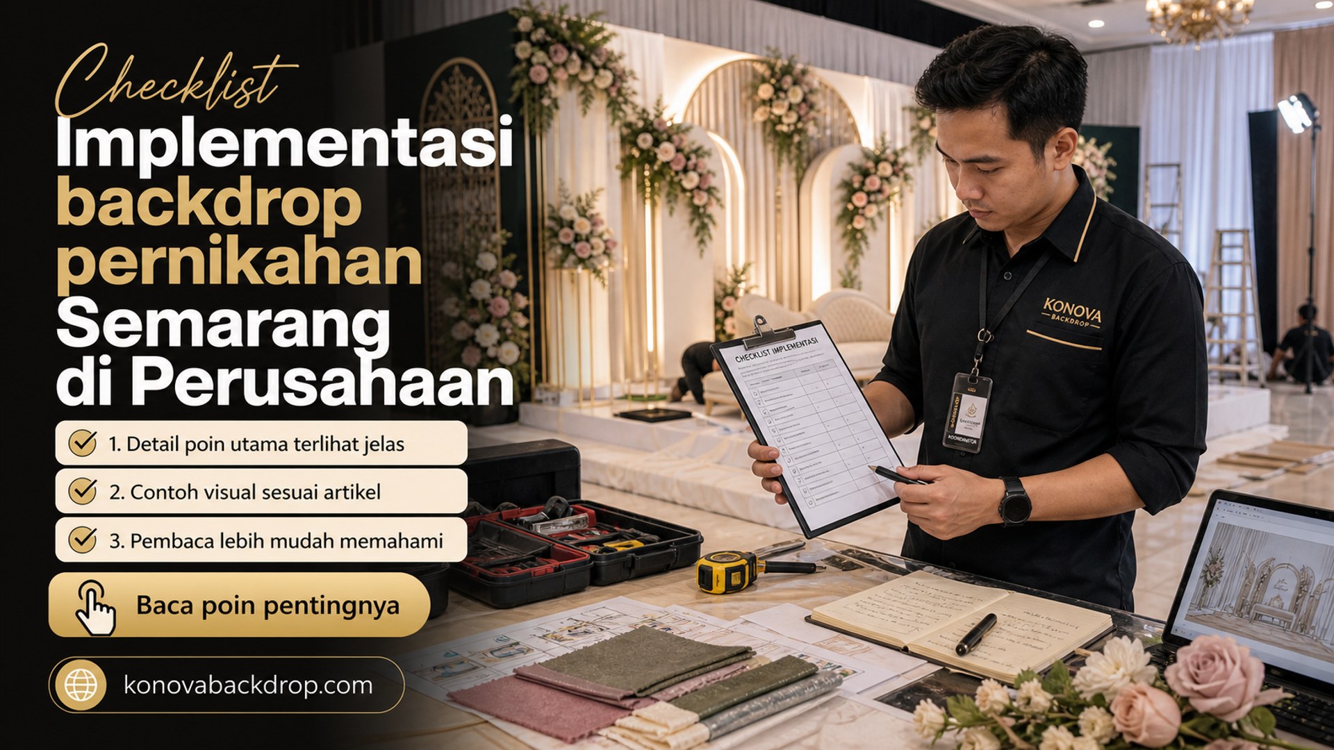 Ilustrasi Checklist Implementasi backdrop pernikahan Semarang di Perusahaan