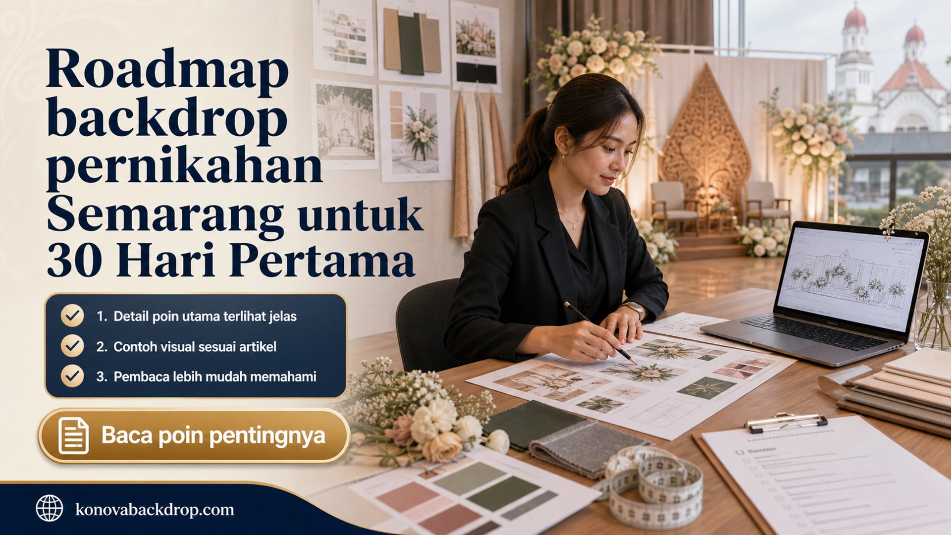 Ilustrasi Roadmap backdrop pernikahan Semarang untuk 30 Hari Pertama