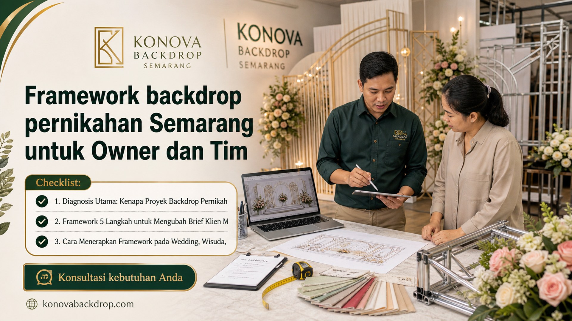 Framework backdrop pernikahan Semarang untuk Owner dan Tim
