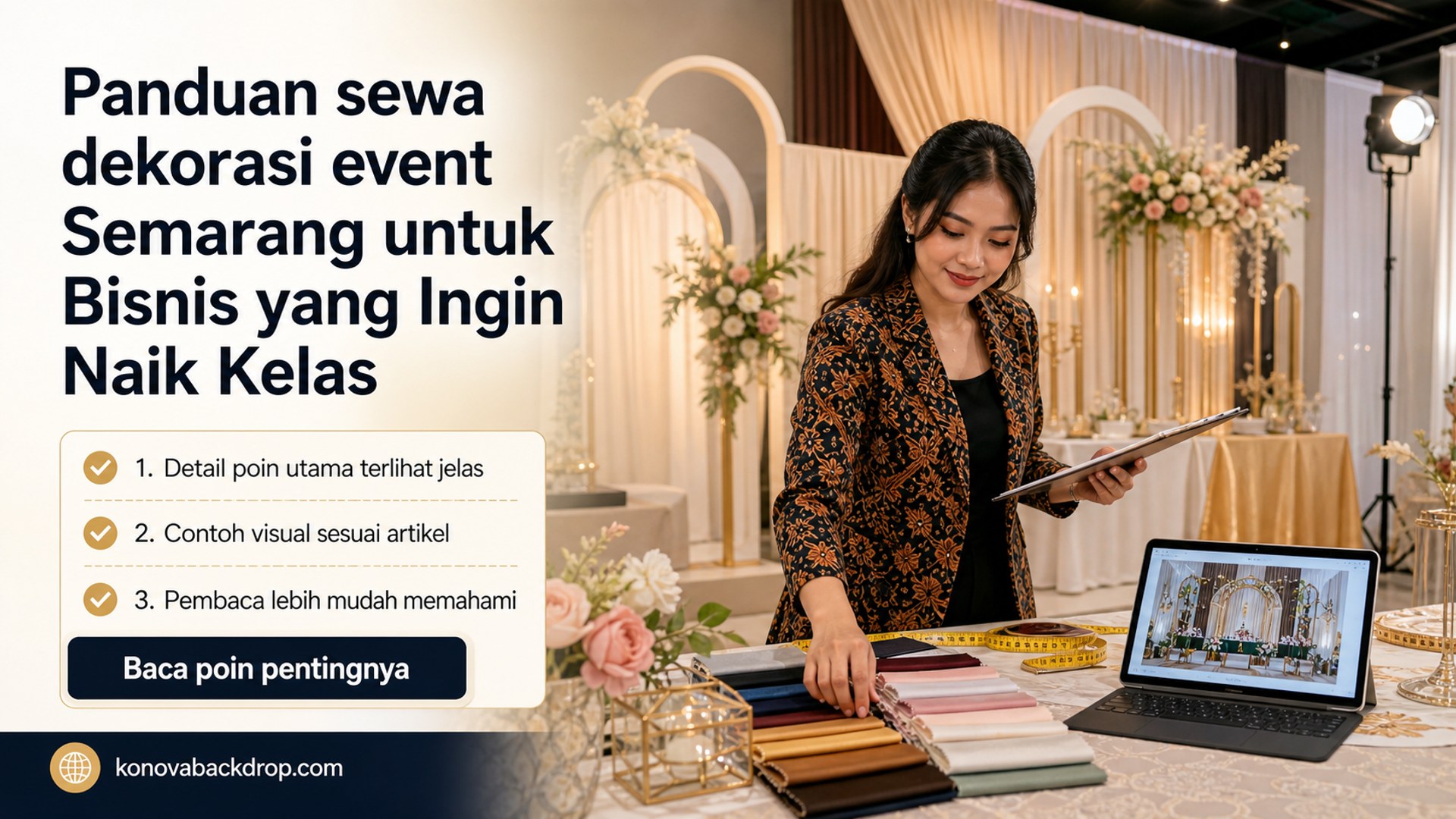 Ilustrasi backdrop pernikahan Semarang - Panduan sewa dekorasi event Semarang untuk Bisnis yang Ingin Naik Kelas