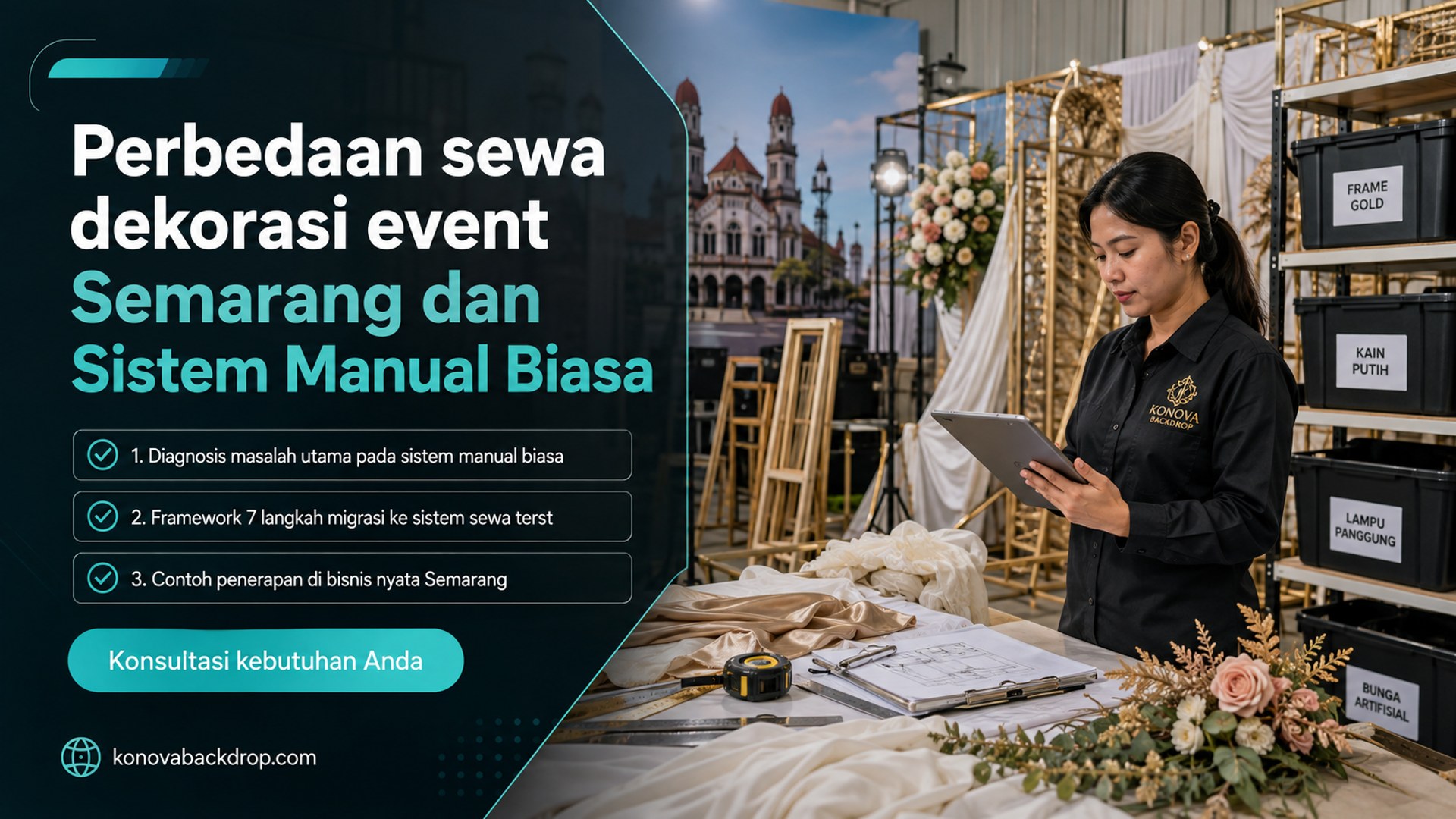 backdrop pernikahan Semarang - Perbedaan sewa dekorasi event Semarang dan Sistem Manual Biasa
