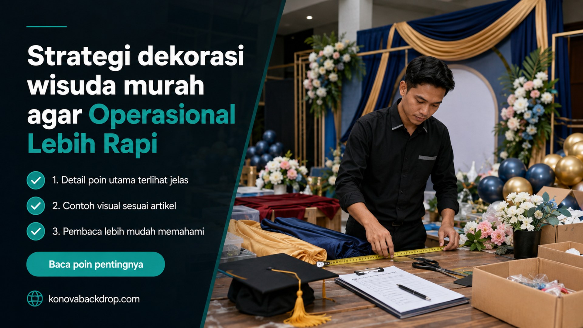 Ilustrasi backdrop pernikahan Semarang - Strategi dekorasi wisuda murah agar Operasional Lebih Rapi