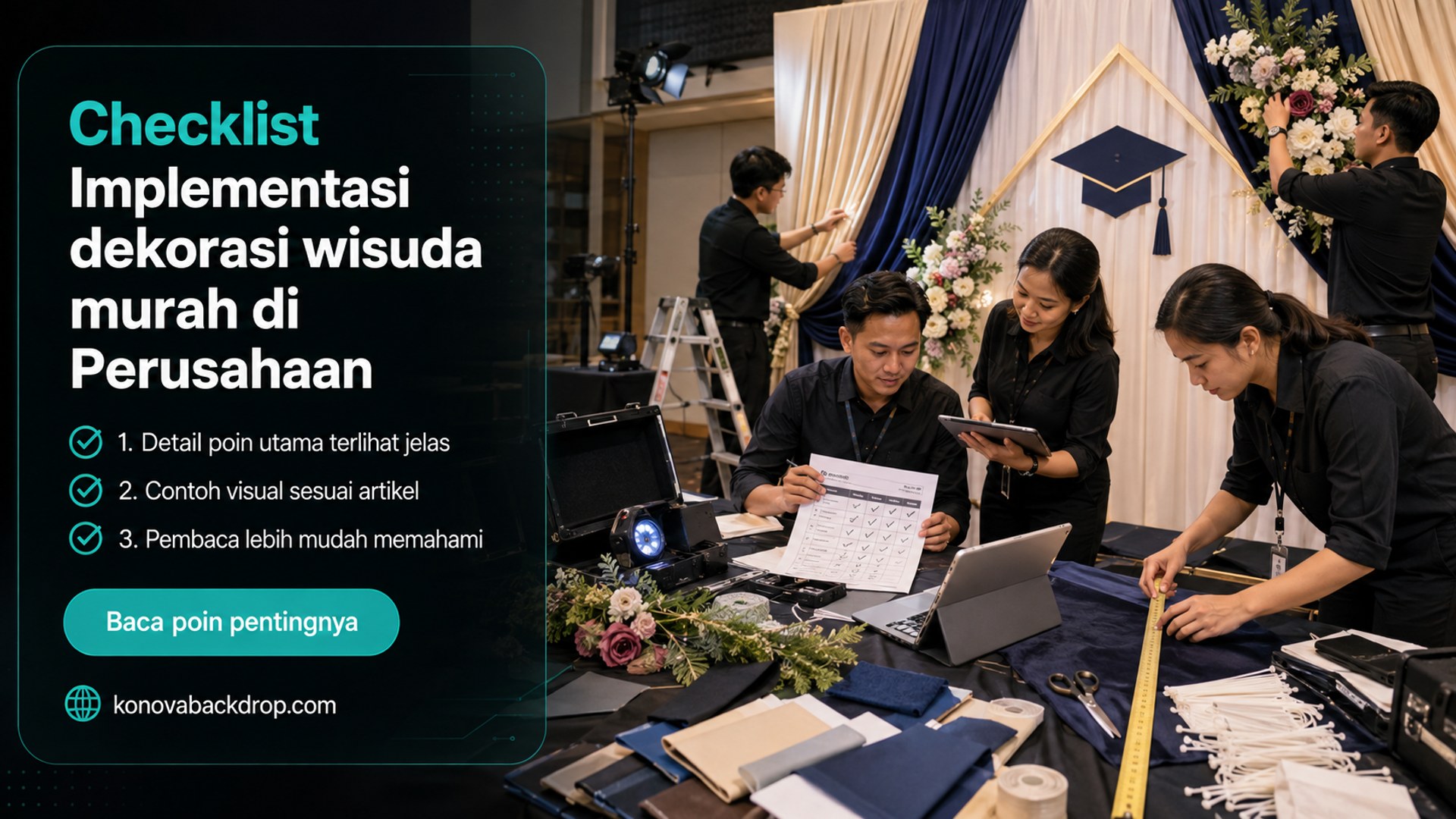 Ilustrasi backdrop pernikahan Semarang - Checklist Implementasi dekorasi wisuda murah di Perusahaan