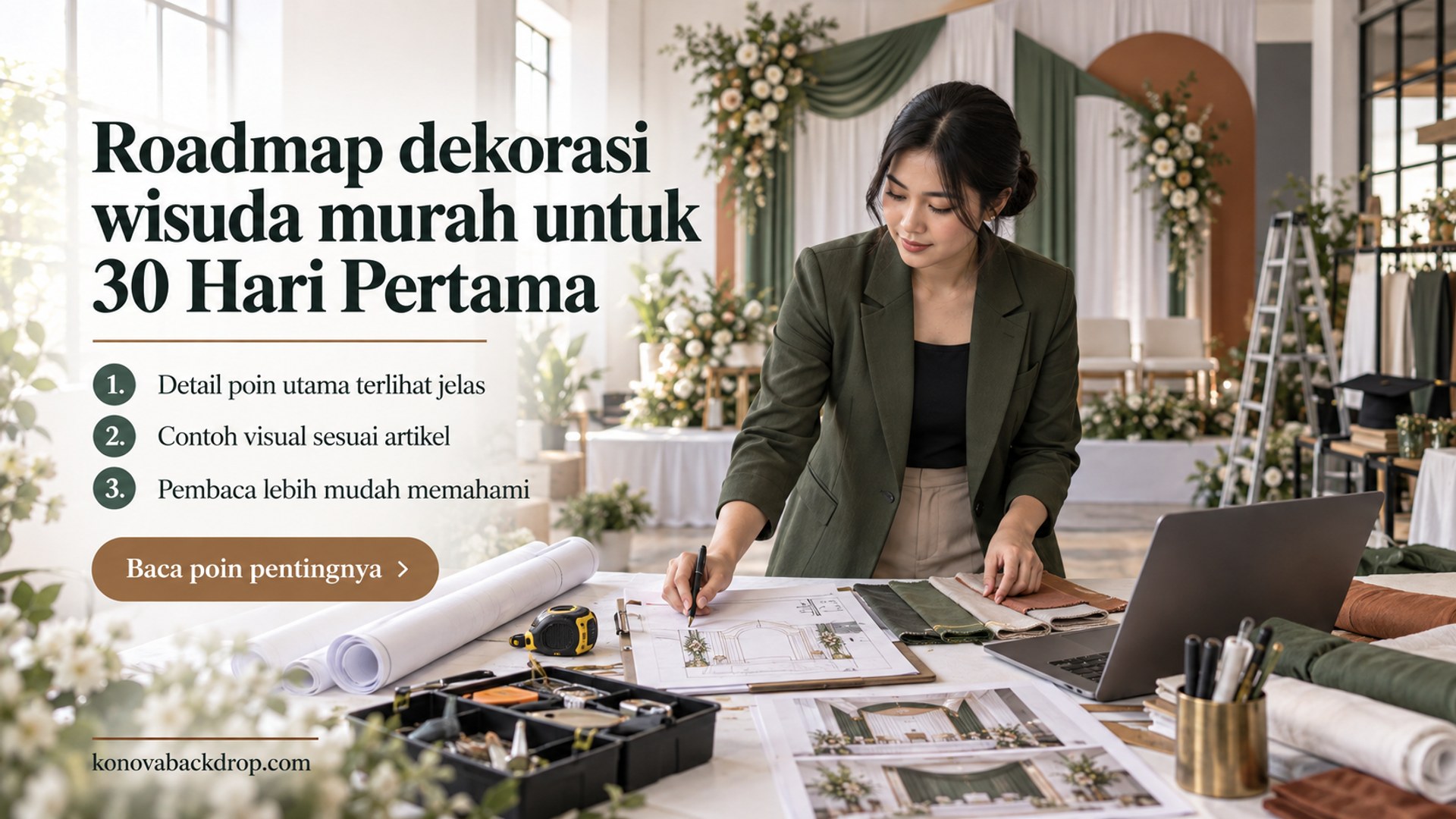 Ilustrasi backdrop pernikahan Semarang - Roadmap dekorasi wisuda murah untuk 30 Hari Pertama
