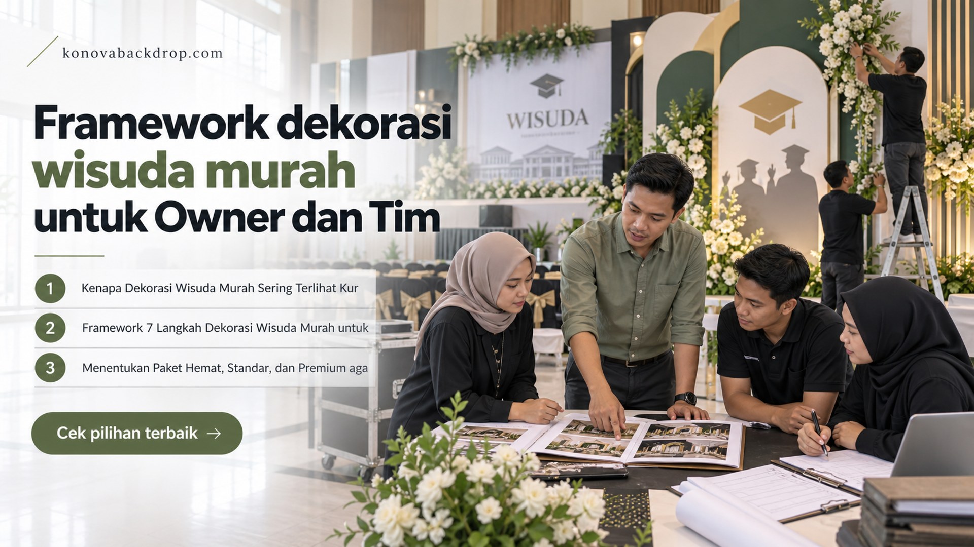 backdrop pernikahan Semarang - Framework dekorasi wisuda murah untuk Owner dan Tim