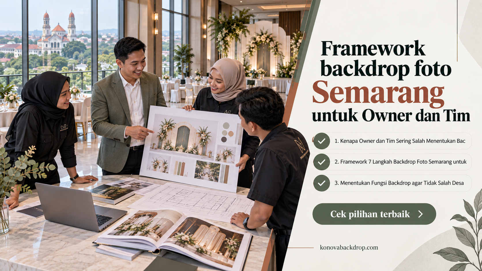 backdrop pernikahan Semarang - Framework backdrop foto Semarang untuk Owner dan Tim