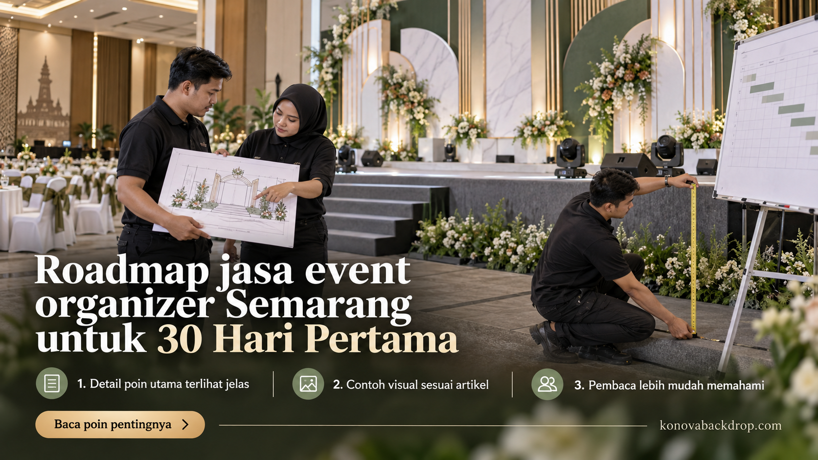 Ilustrasi backdrop pernikahan Semarang - Roadmap jasa event organizer Semarang untuk 30 Hari Pertama