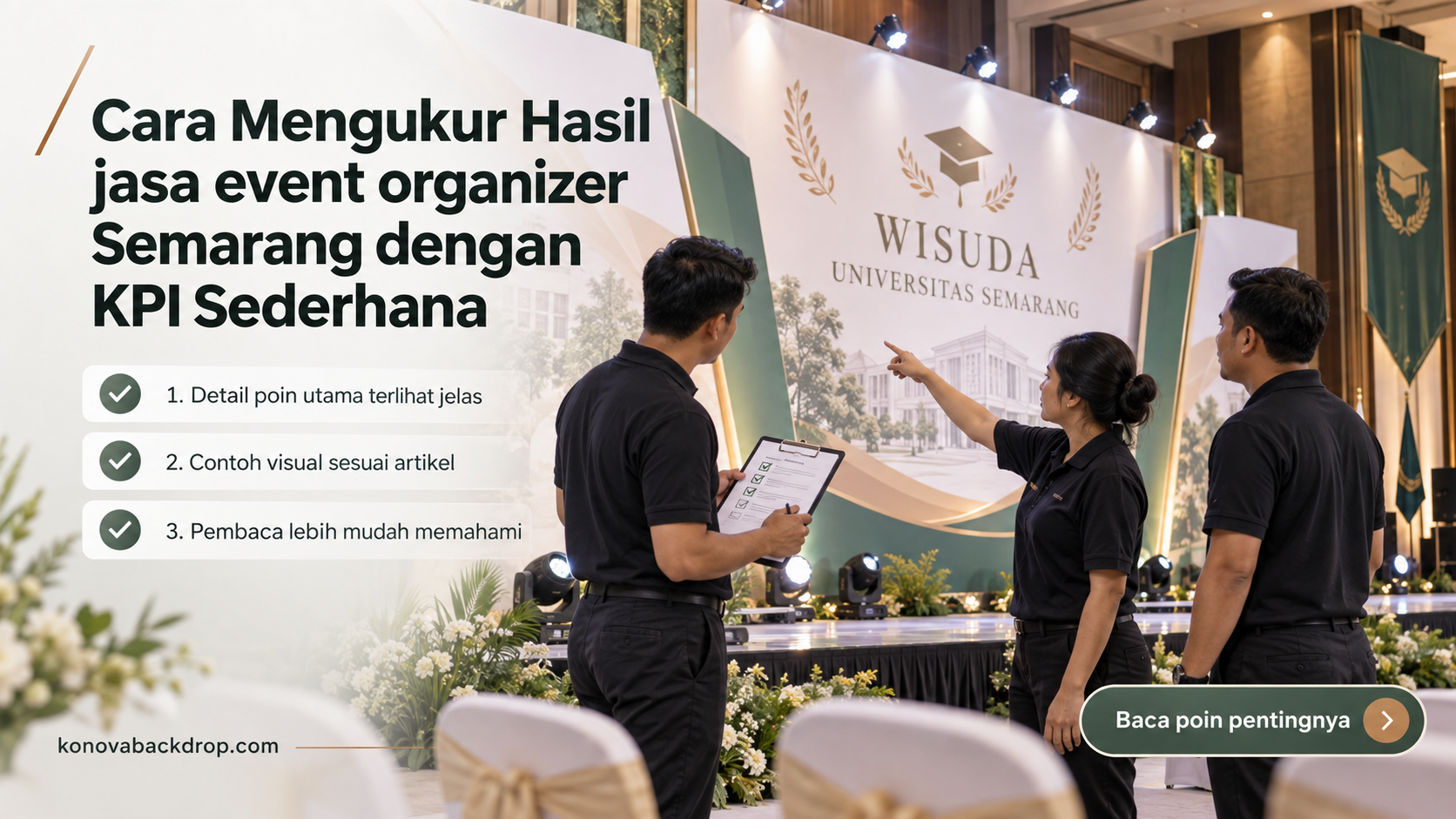 Ilustrasi backdrop pernikahan Semarang - Cara Mengukur Hasil jasa event organizer Semarang dengan KPI Sederhana