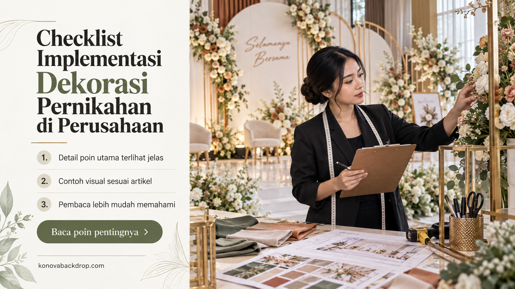 Ilustrasi backdrop pernikahan Semarang - Checklist Implementasi Dekorasi Pernikahan di Perusahaan