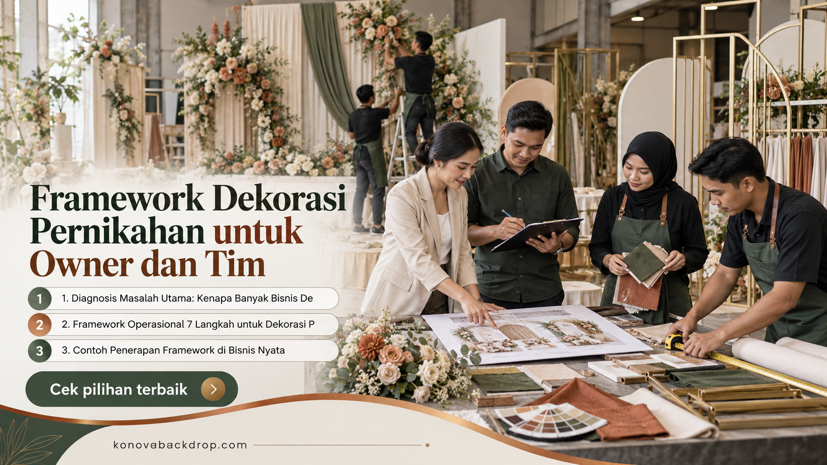 backdrop pernikahan Semarang - Framework Dekorasi Pernikahan untuk Owner dan Tim