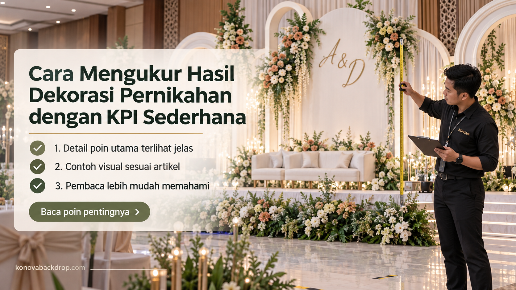 Ilustrasi backdrop pernikahan Semarang - Cara Mengukur Hasil Dekorasi Pernikahan dengan KPI Sederhana