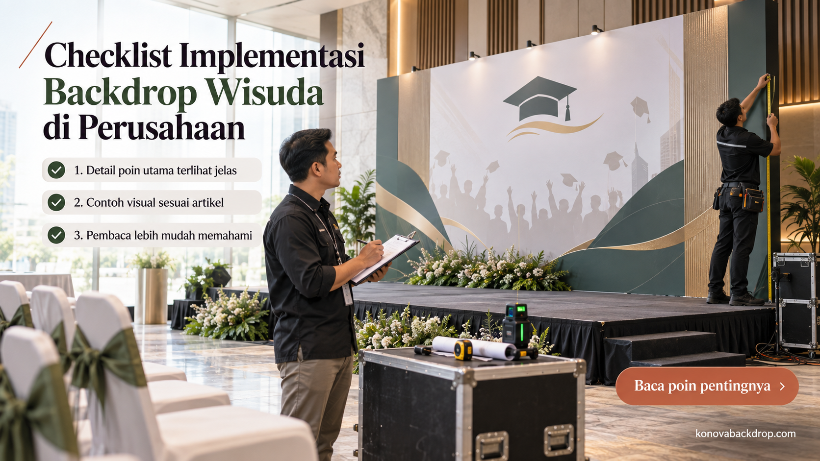 Ilustrasi backdrop pernikahan Semarang - Checklist Implementasi Backdrop Wisuda di Perusahaan