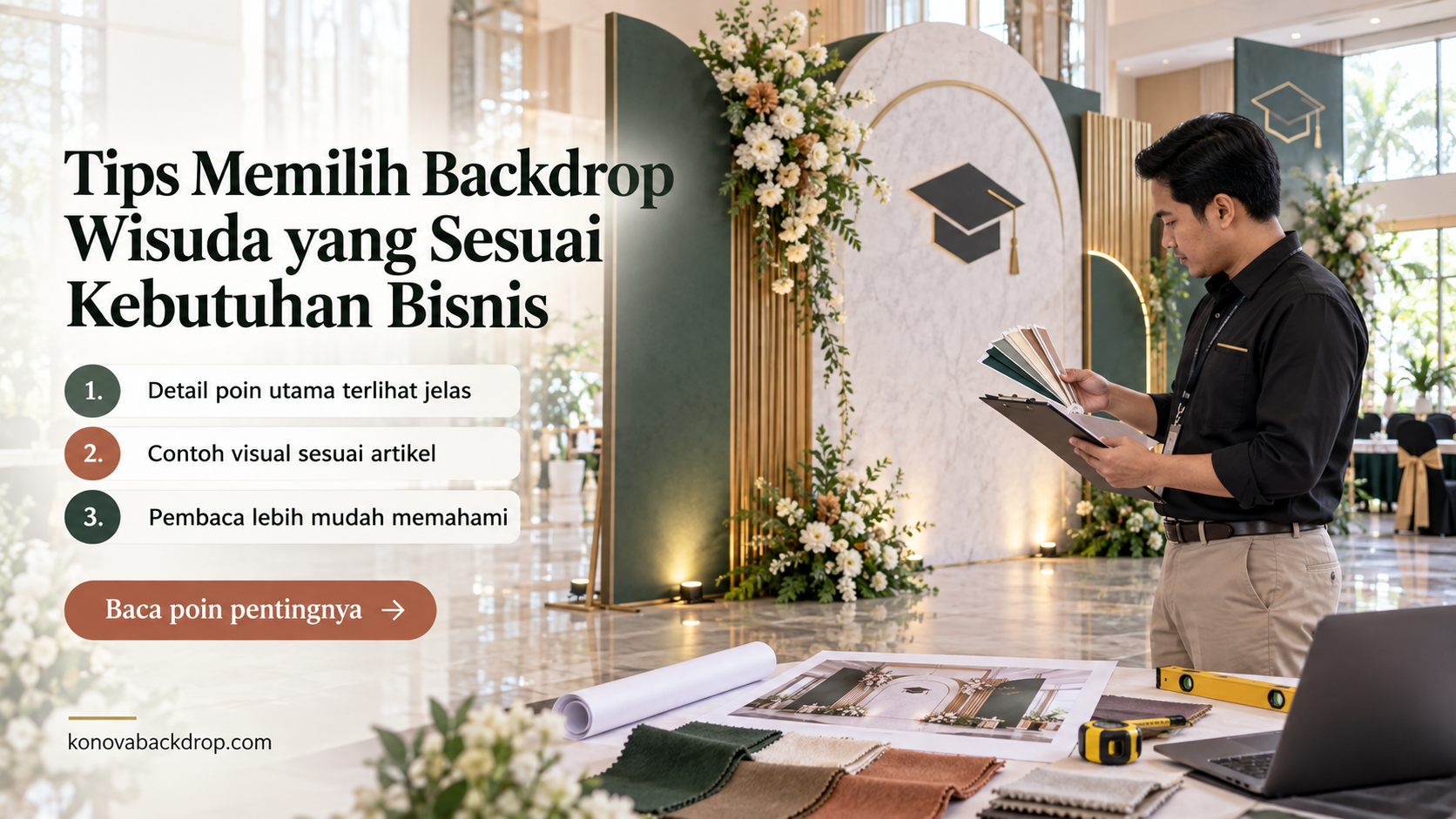 Ilustrasi backdrop pernikahan Semarang - Tips Memilih Backdrop Wisuda yang Sesuai Kebutuhan Bisnis